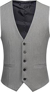 Mens Casual Business Vest Button Business Wedding Vest Jacket Slim Fit Formal Waistcoat