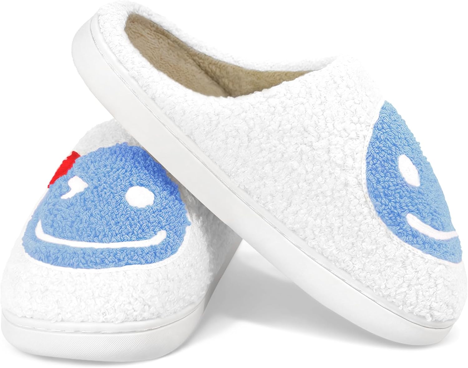 Smile Face Slippers for Women Memory Foam Retro Soft Plush Warm Cozy Non-Slip House Slippers Indoor Outdoor Comfortable Fuzzy Cute Christmas Gifts - Image 6