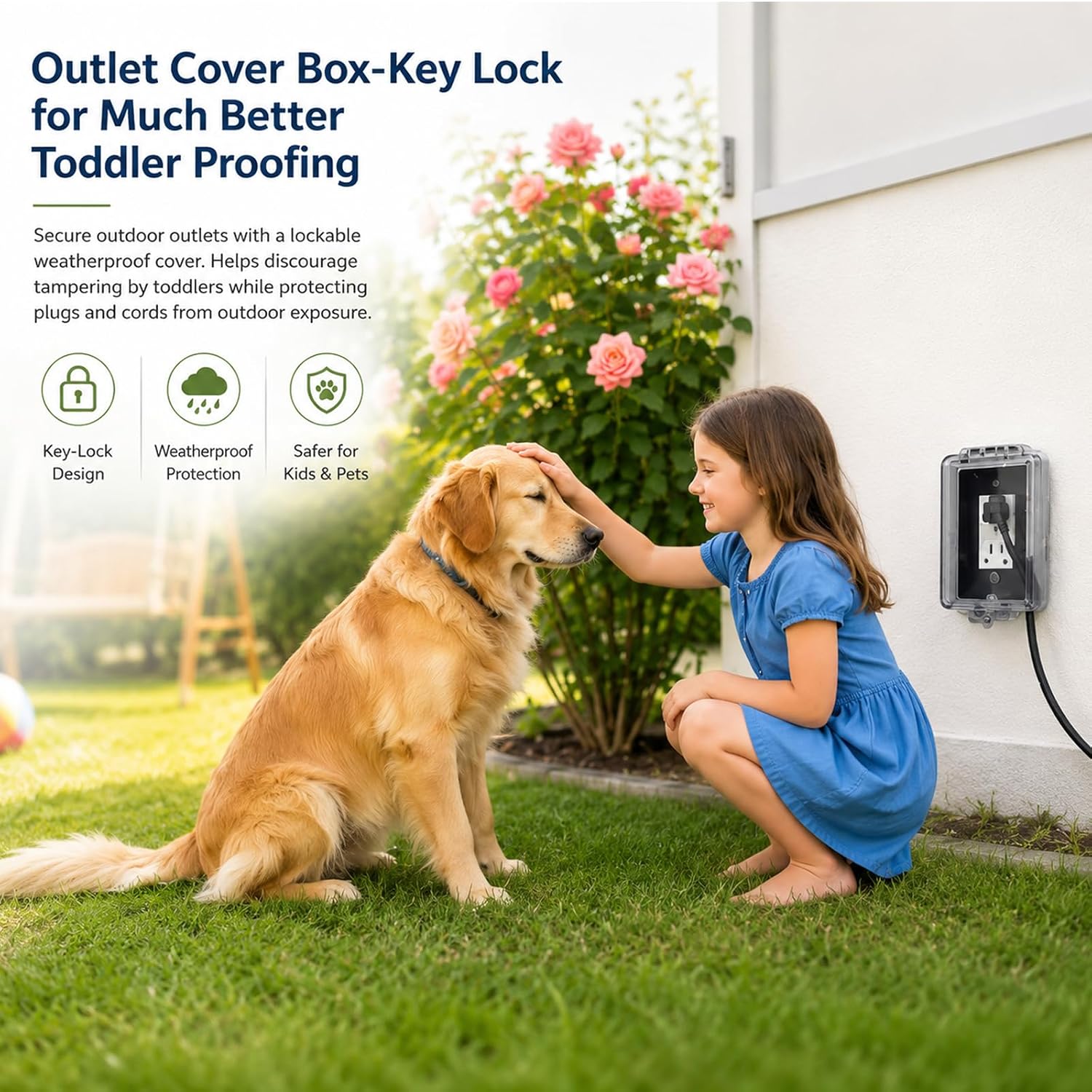 Baby Safety Outlet Cover Box-Key Lock for Much Better Toddler Proofing, Easier Operation, Simple 4 Step Install with Included Screws,Provides Extra Space Inside for Plugs,Adapters | Key Lock, 4 Step Install with Screws, Extra Space for Plugs & Adapters, Toddler Proofing, Easier Operation thumbnail