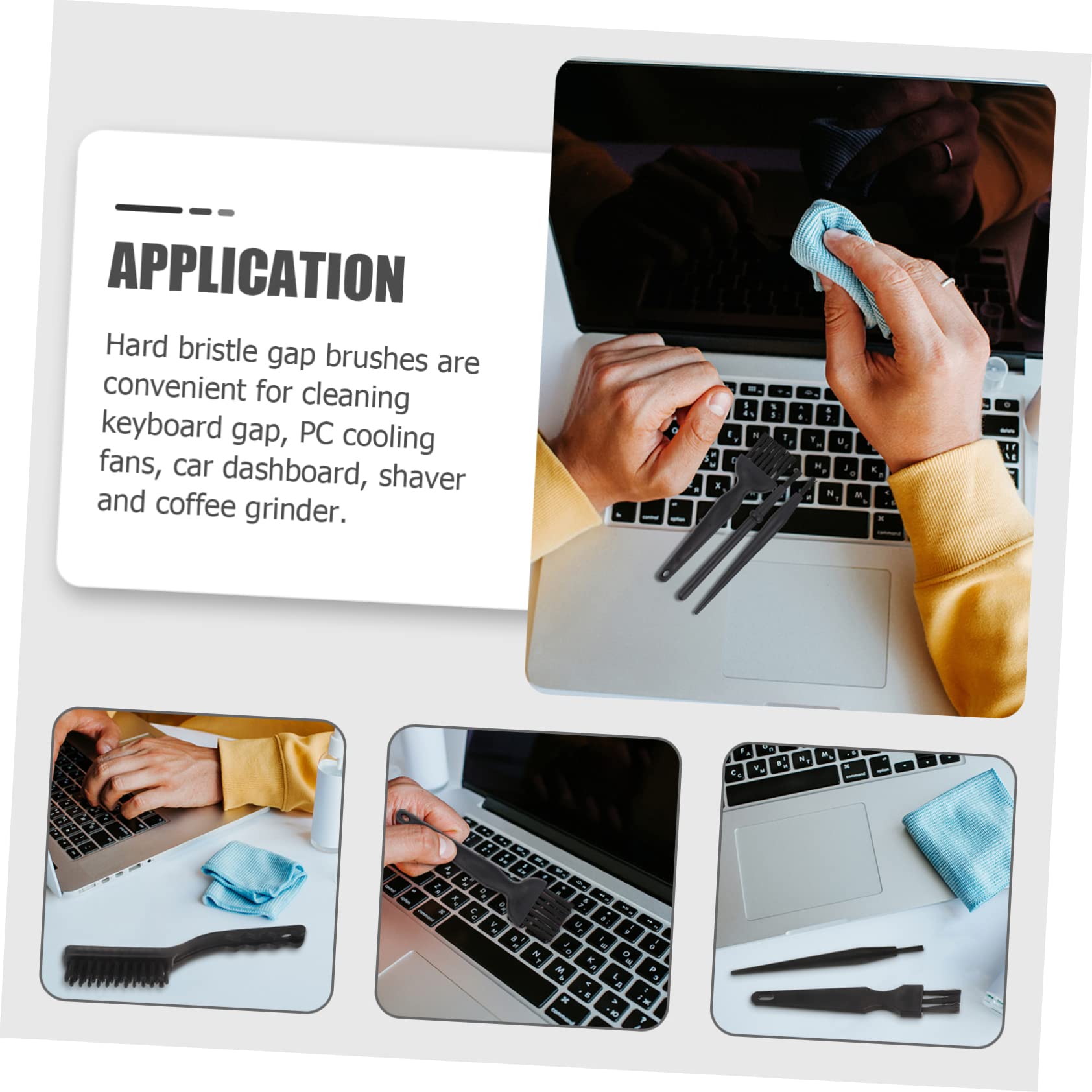 HOMOCONO 4pcs Cleaning Brush Static Cleaning Brush for Keyboard Pc Fans Dashboard Shaver