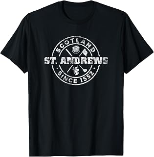 St. Andrews Scotland Golf 1552 Distressed T-Shirt, Small, Black