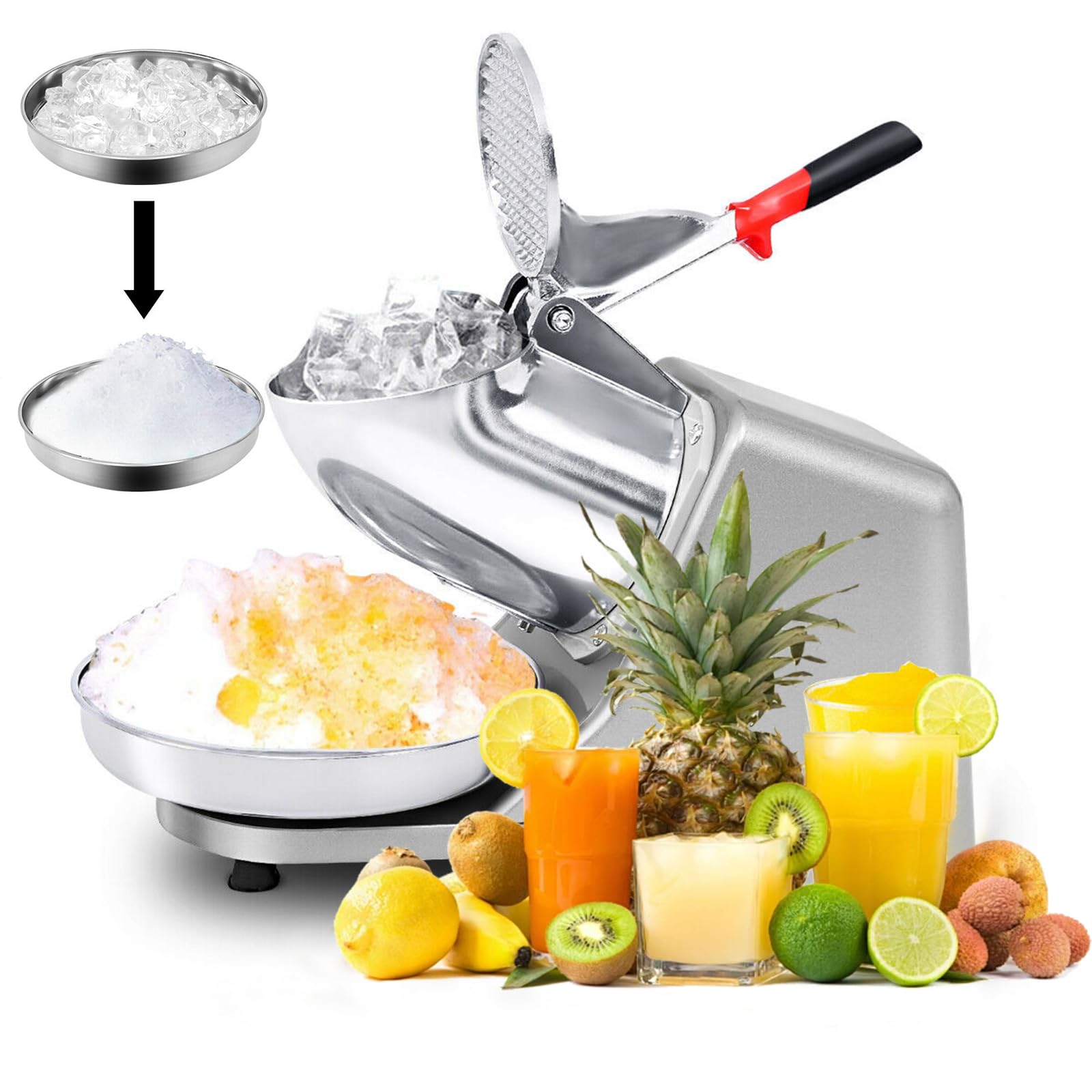 Blendra Sliver Ice Crusher Slush Machine 380W - Dual Stainless Steel Blades, 85Kg/Hour Ice Shaver For Slush, Snow Cones, Cocktails | Commercial & Home Slush Machine & Snow Cone Maker