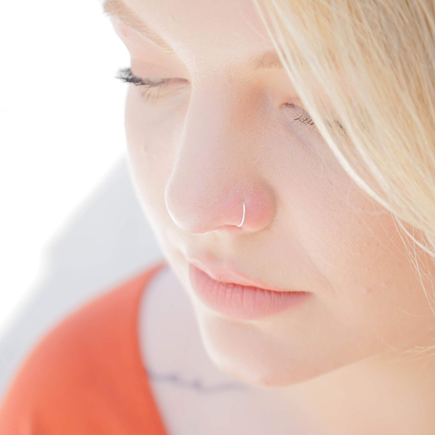 Ellie J Maui Sterling Silver Nose Ring | 22g Nose Hoop for Women | Slightly Adjustable Handmade Nostril Piercing Jewelry | Hoop Nose Ring | 22 Gauge 6 mm - 7 mm - Image 4