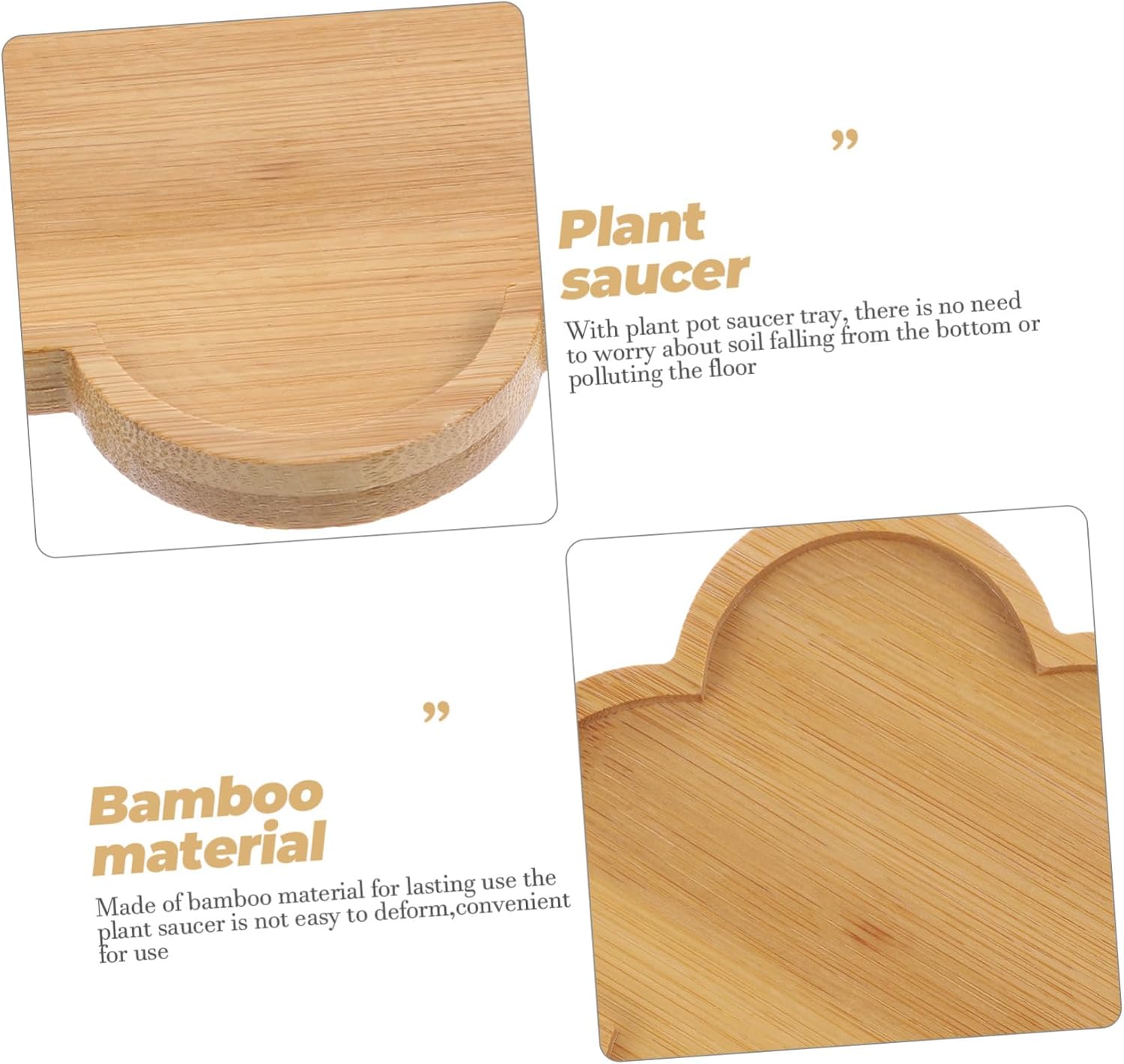 4pcs Sturdy Bamboo Plant Saucers Plant Pot Trays Flower Pot Trays Water for Flower Saucers House