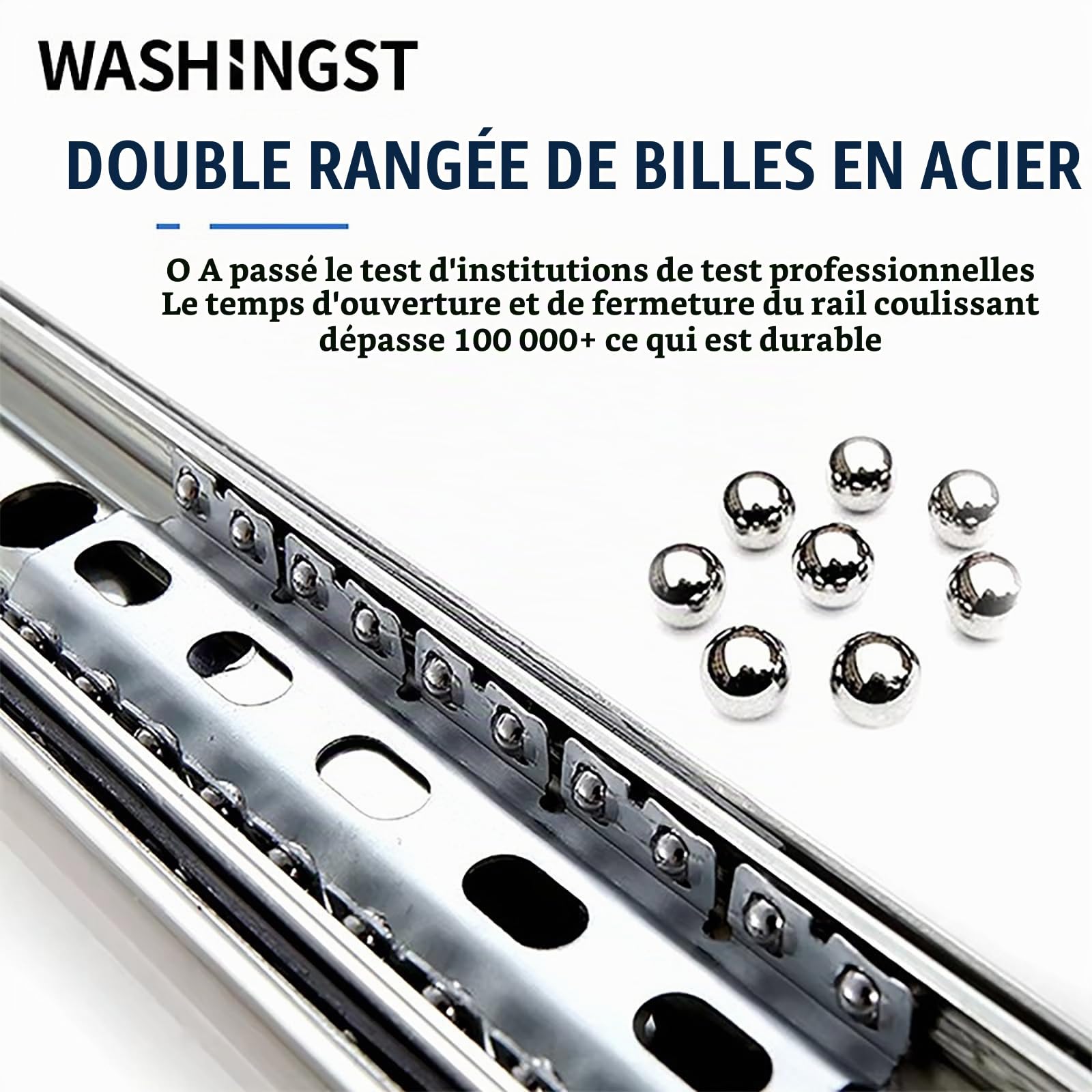 NEWFUN glissiere charge lourde, 400mm glissiere pour tiroir, Glissières de tiroirs à haute capacité de charge avec serrure, capacité de charge 120 KG, 1 paire(2 pièces)