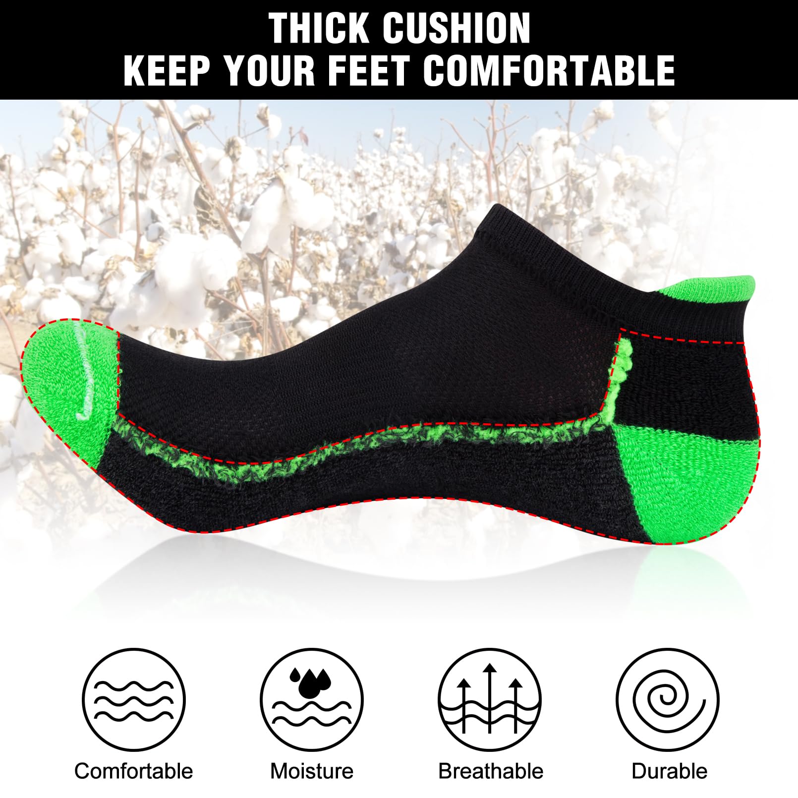 Wostock Calzini Sportivi da Donna 35-40,Calzini da Corsa da Donna 6 Paia,Sportive Calze Alla Caviglia,Multicolore