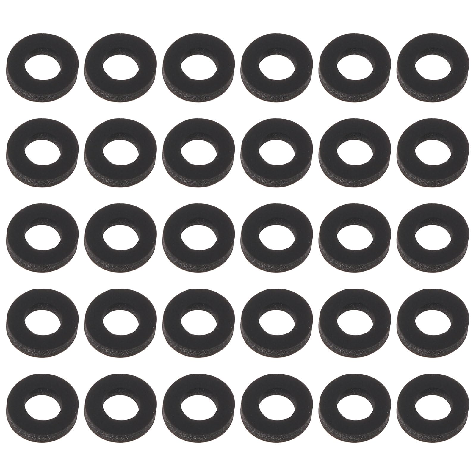 DEFANEX 30Pcs Silicone Flat Washer (ID M3mm OD 6mm Thick 1mm) - Soft & Flexible O Sealing Ring Fastener Sealing Spacer Gasket Accessories for Shower Head Water Hose Valve Pump, Black