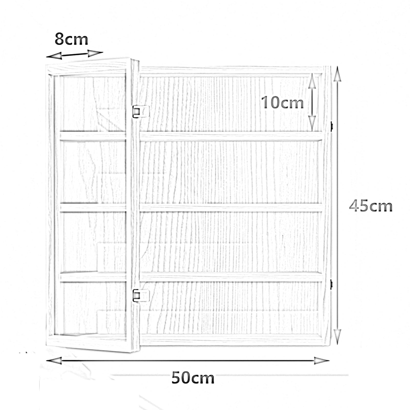 Vetrina in Legno a 8 Ripiani per Oggetti da Collezione, mensola portaoggetti a Parete, Statuette Giocattolo, Decorazione per Soggiorno e Camera da Letto (50x8x45 cm)