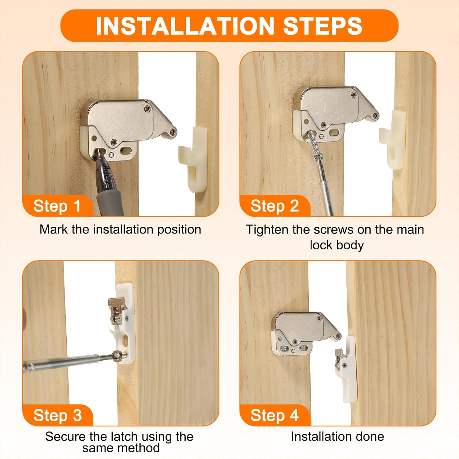 PATIKIL Automatic Spring Latch, (2 Pcs), Push to Open Touch Release Lock Spring Loaded Mini Latch with Alloy Buckle Screws, Suit for Cabinet/Drawer/Cupboard/Wardrobe/Kitchen Door