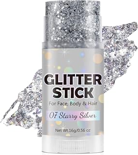 EONFAVE Glitter Stick for Face Body and Hair, Body Glitter Make-up, Face Glitter for Festival Party Concert Carnival, Waterproof Glitter Gel with Intense Shine, 16g