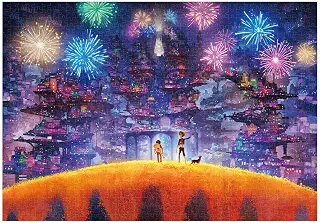 テンヨー(Tenyo) 【日本製】 1000ピース キャンバススタイル ジグソーパズル ディズニー リメンバー・ミー 死者の国 (51x73.5cm) D-1000-878 のり付き ヘラ付き サービスカード付き