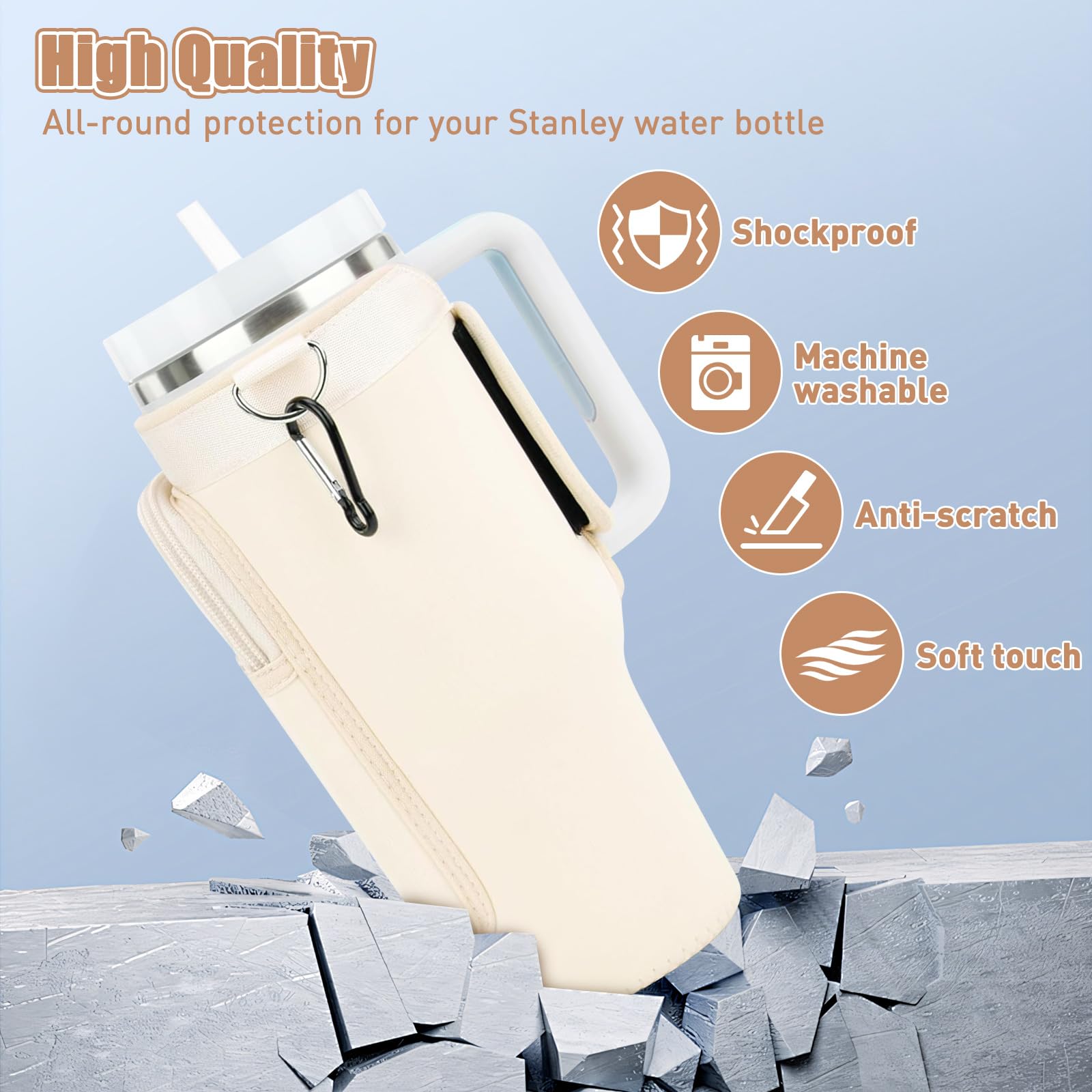Sac à Eau Pour Gobelet Stanley 40 Oz (1,2 L) - Avec Poche Téléphone Et Bandoulière, Pour Randonnée Et Voyage - 12