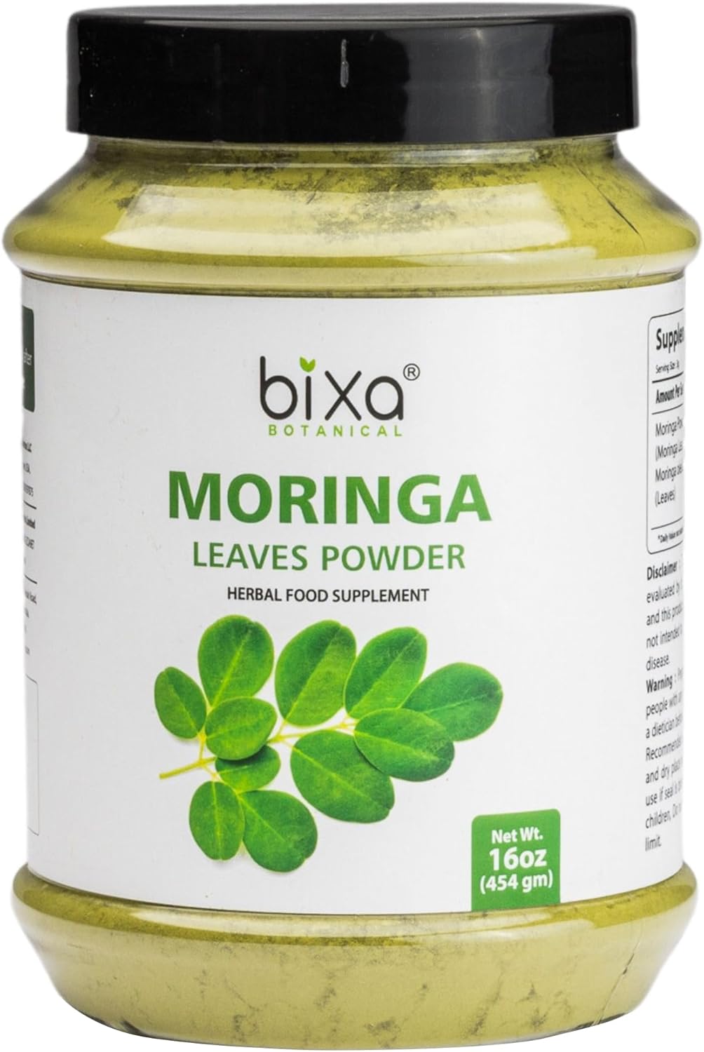 bixa BOTANICAL Moringa Powder (Organic Moringa Oleifera - 100% Pure Moringa Leaf/Drum Stick Shigru) | Perfect for Drinks, Tea,Smoothies & Recipes - 7Oz