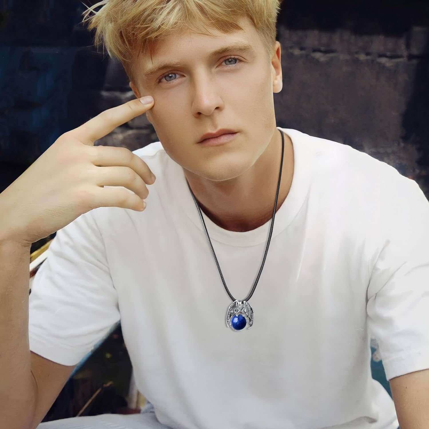 Vito Dragon Necklace for Women Men, Hexagonal Prism Obsidian/Rose Quartz/Lapis Lazuli/Amethyst/Turquoise Healing Crystal Energy Amulet Protection Jewelry Gift, 20"+2" - Image 4