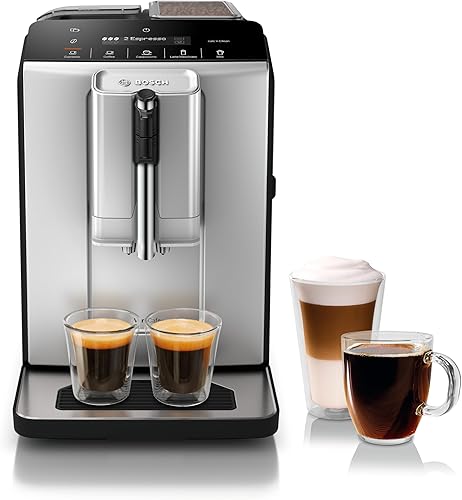 Bosch Máquina de café y café totalmente automática serie 300  Bebidas de leche de un solo toque, molinillo de cerámica integrado, espumador en taza,