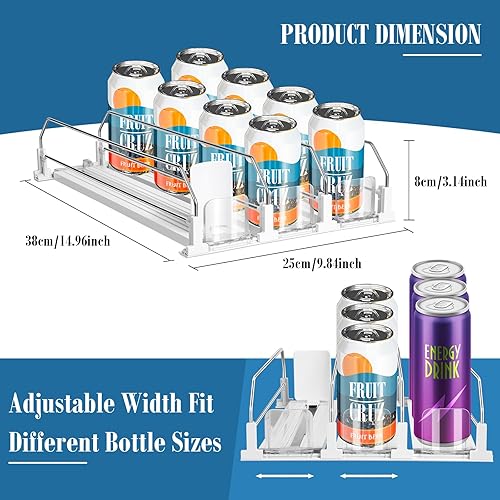 Miniatura 2 de asika Organizador de bebidas para refrigerador, dispensador de latas de soda de ancho ajustable para organizadores y almacenamiento de refrigerador,