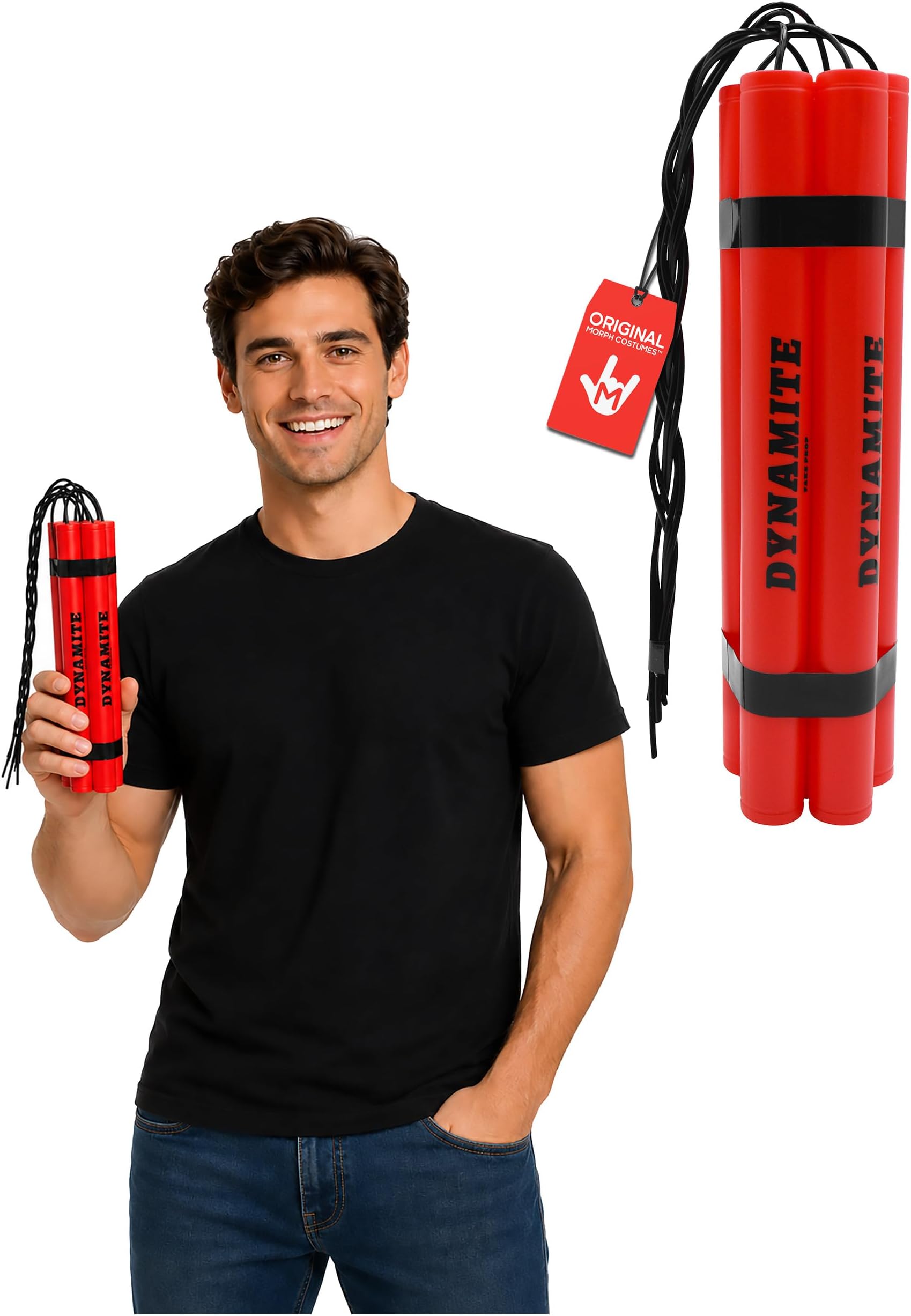 Morph Adult Fake Dynamite Red TNT 6 Stick Bundle Plastic Prank Pretend Explosive Bomb Pack Film Costume Prop