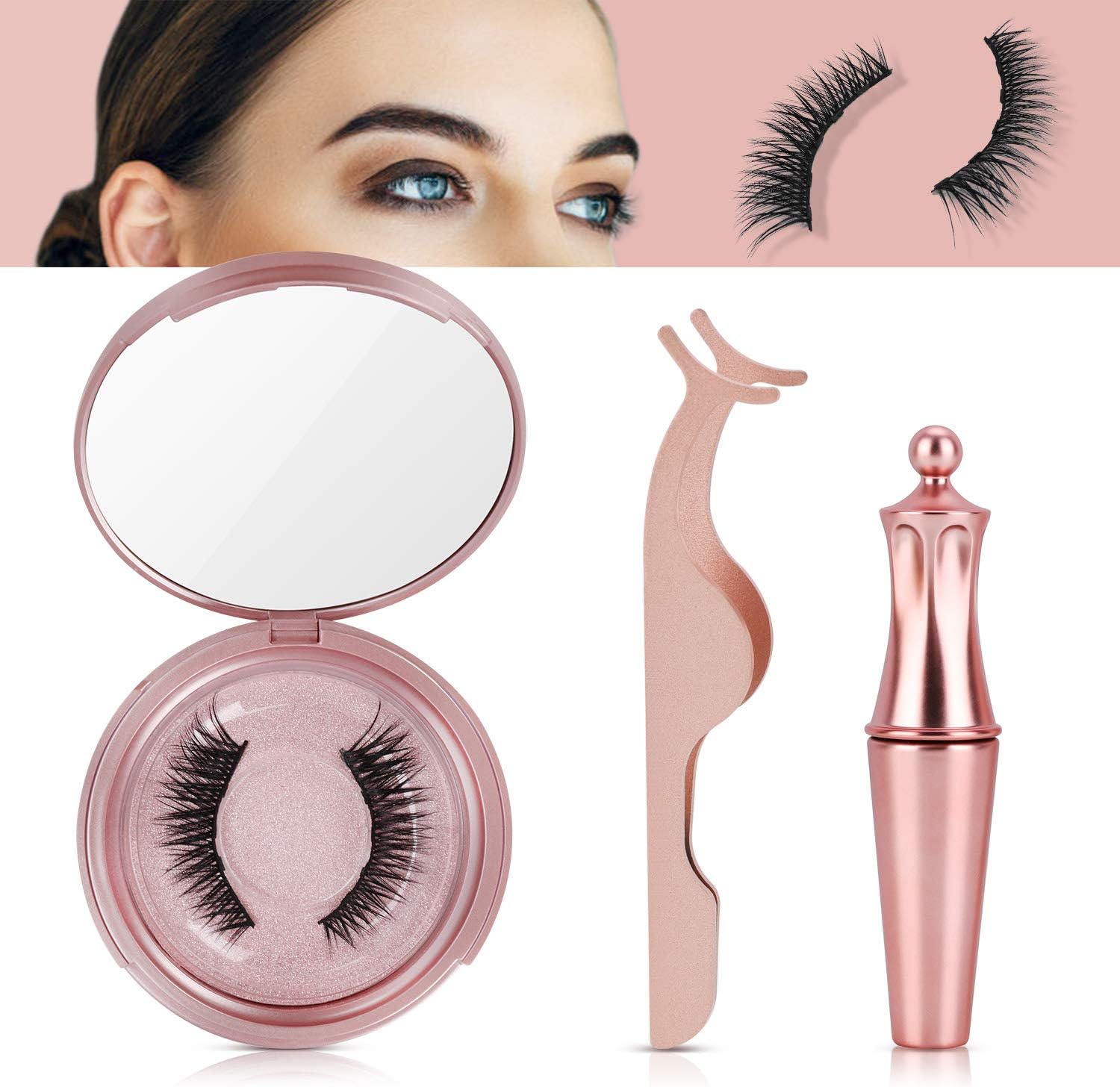 Magnetic Liquid Eyeliner Kit, Nivlan Black Eyeliner Pencil with 3D Reusable Magnetic Eyelashes and Tweezers, Perfect Beauty Makeup Using for Natural Charming Look