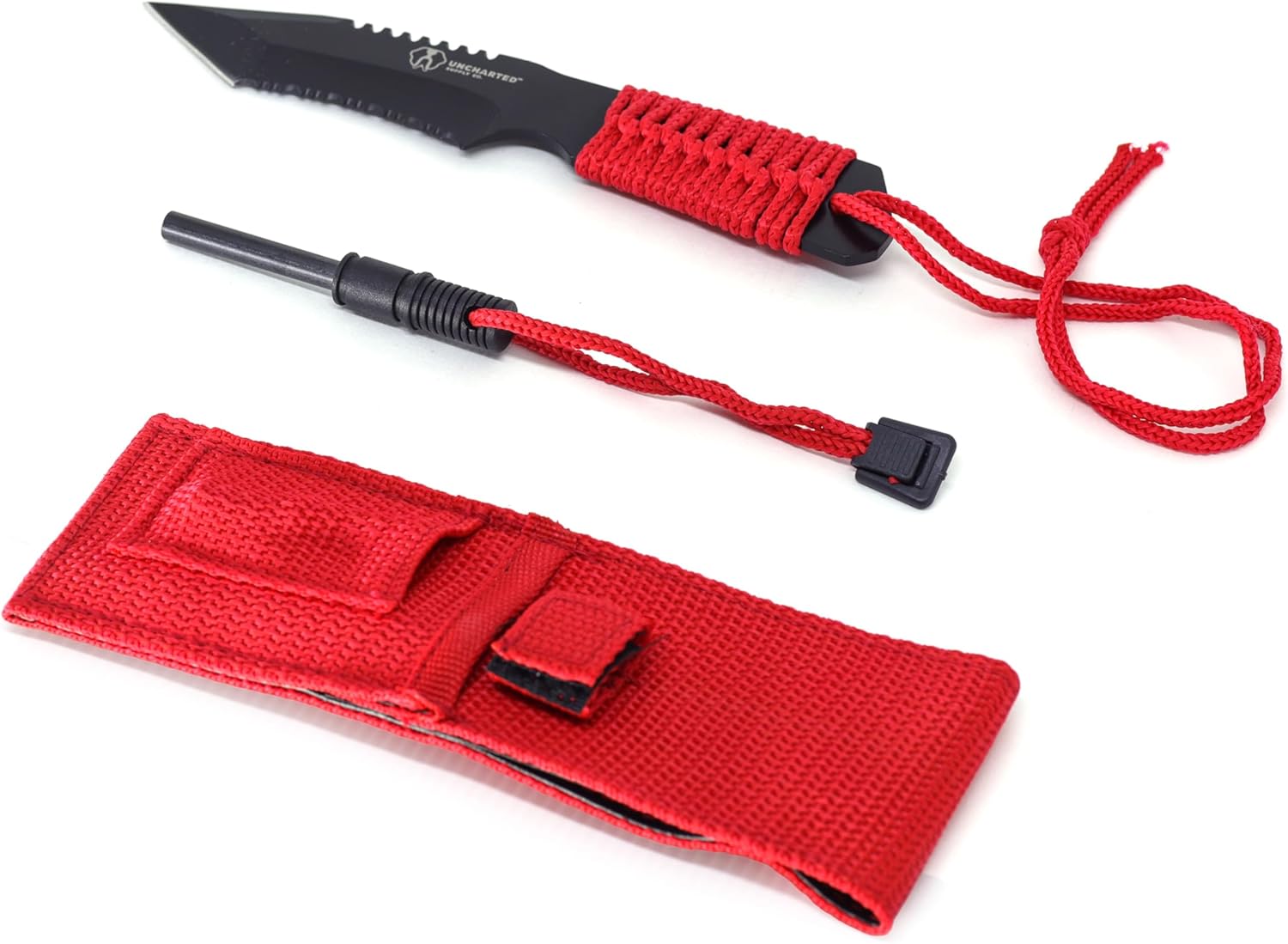 Uncharted Supply Co. Fixed Blade Survival Knife with Paracord Handle & Ferro Rod, Full Tang, 3.5" Stainless Steel, for Camping & Hunting, Prospector Knife