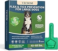 VICSOM Flea & Tick Prevention for Large Dogs 45-88 lbs: 6-Month Waterproof Topical Treatment Kills Fleas, Ticks, Mosquitoes Fast