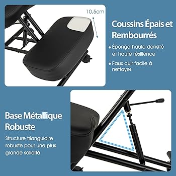 Chaise Ergonomique à Genoux, Tabouret De Bureau Confortable Pour Soutien Du Dos Et Méditation - Gris, 84x51x93 Cm