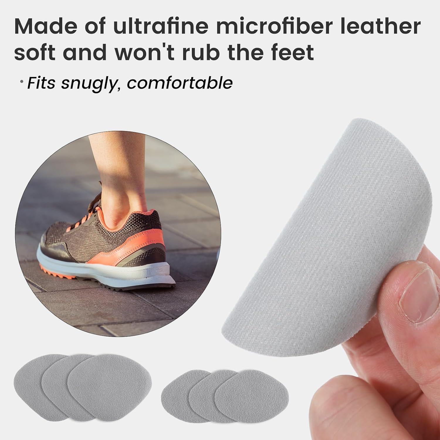 6 Pair Shoe Heel Patch, Shoe Heel Repair Leather Self-Adhesive Hole Repairs Inside Heels Protectors for Sneaker Work Boots Hiking Shoes, Quick Fix for Heels Wear (Gray)
