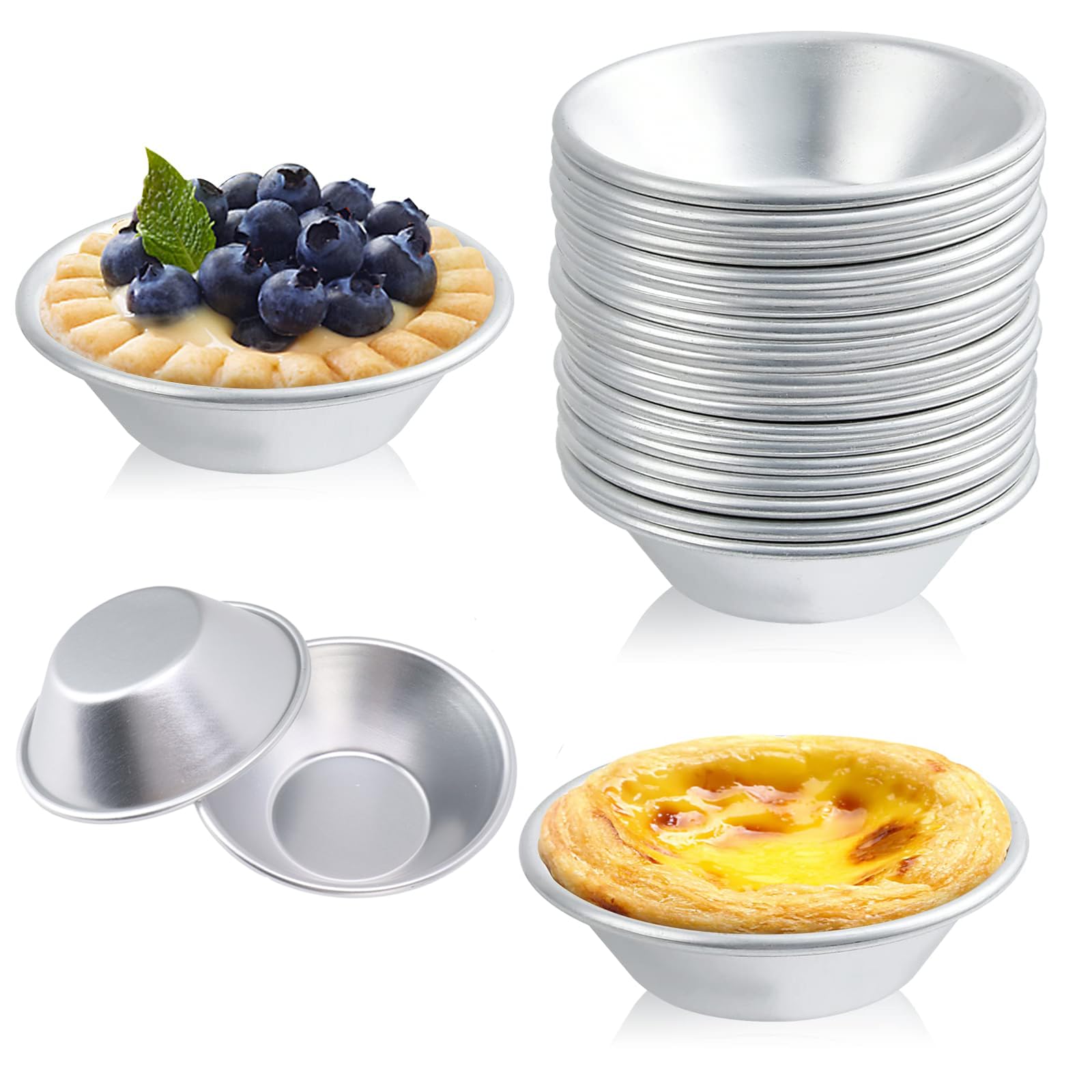 20 Stampi Per Cupcake In Alluminio - Argento, Per Muffin, Crostate E Torte - Foto 5