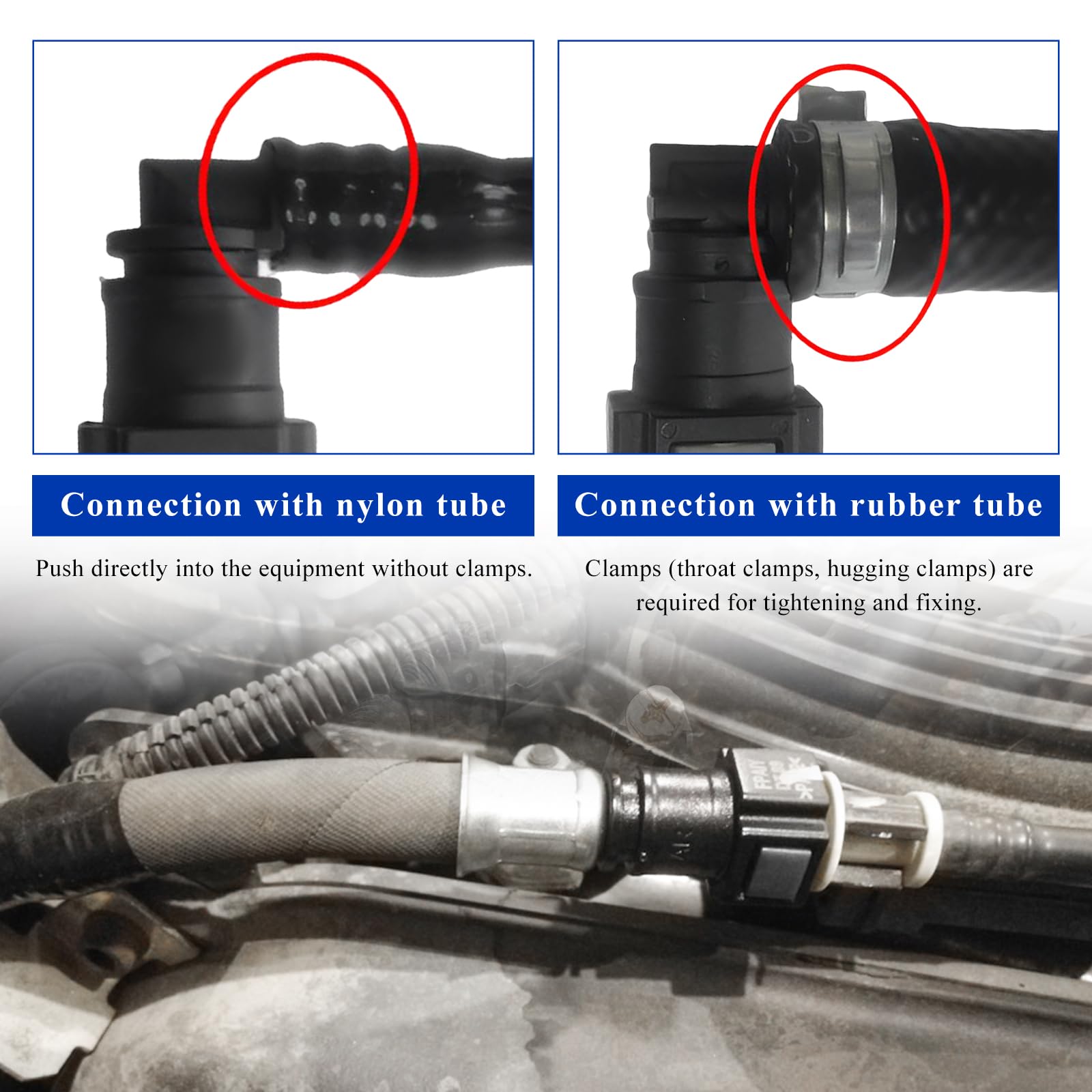 2 conectores rápidos de línea de combustible, kit de reparación de accesorios de liberación rápida de nailon recto de 9,49 mm, SAE 3/8 a 5/16 ID de nailon, conector de bomba de aceite para la