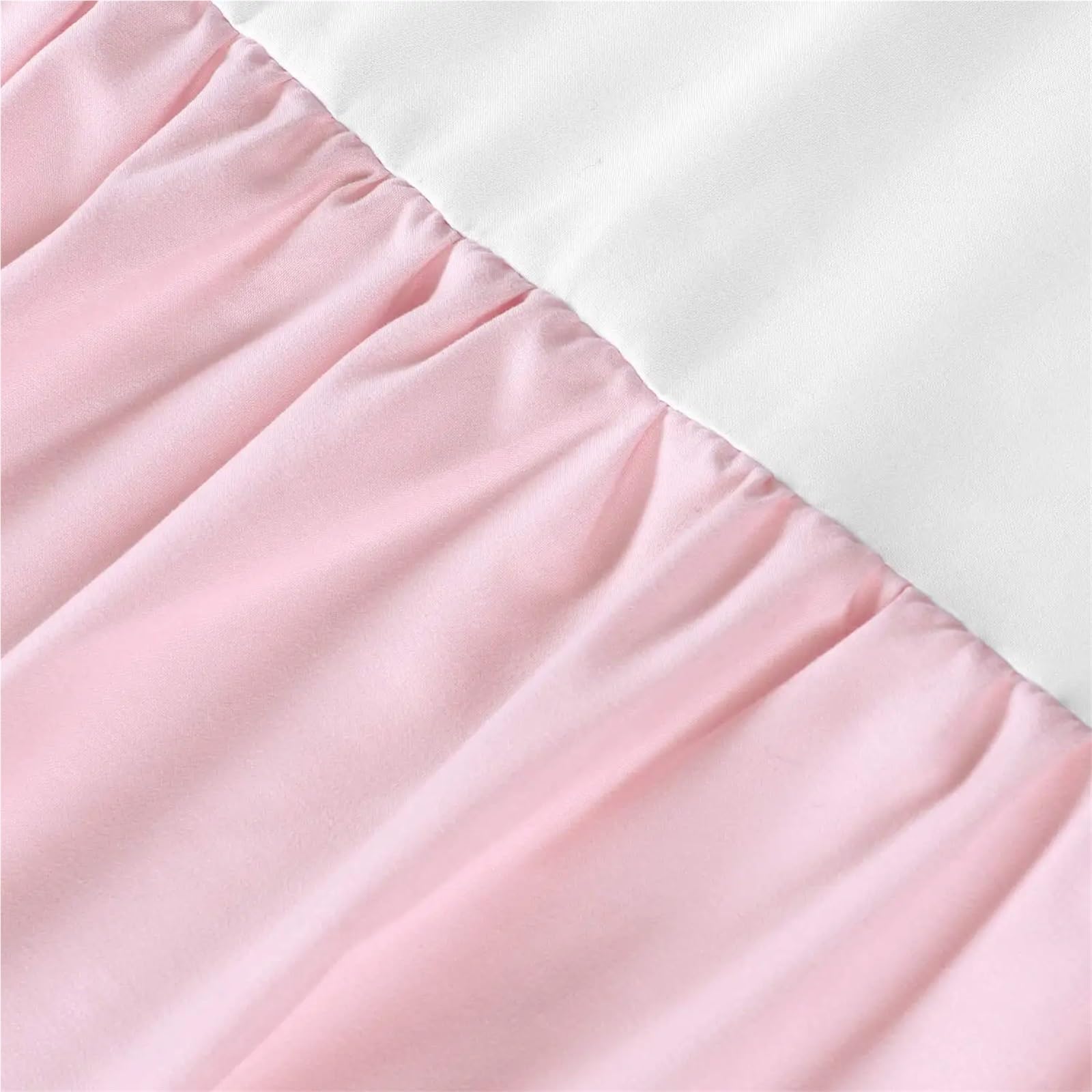 Jupe De Berceau Jupe de Berceau avec Pompons – Literie for Tout-Petits for garçons et Filles, élastique sur 4 côtés – 35,6 cm de Hauteur(White,70x 140 x 36 cm)