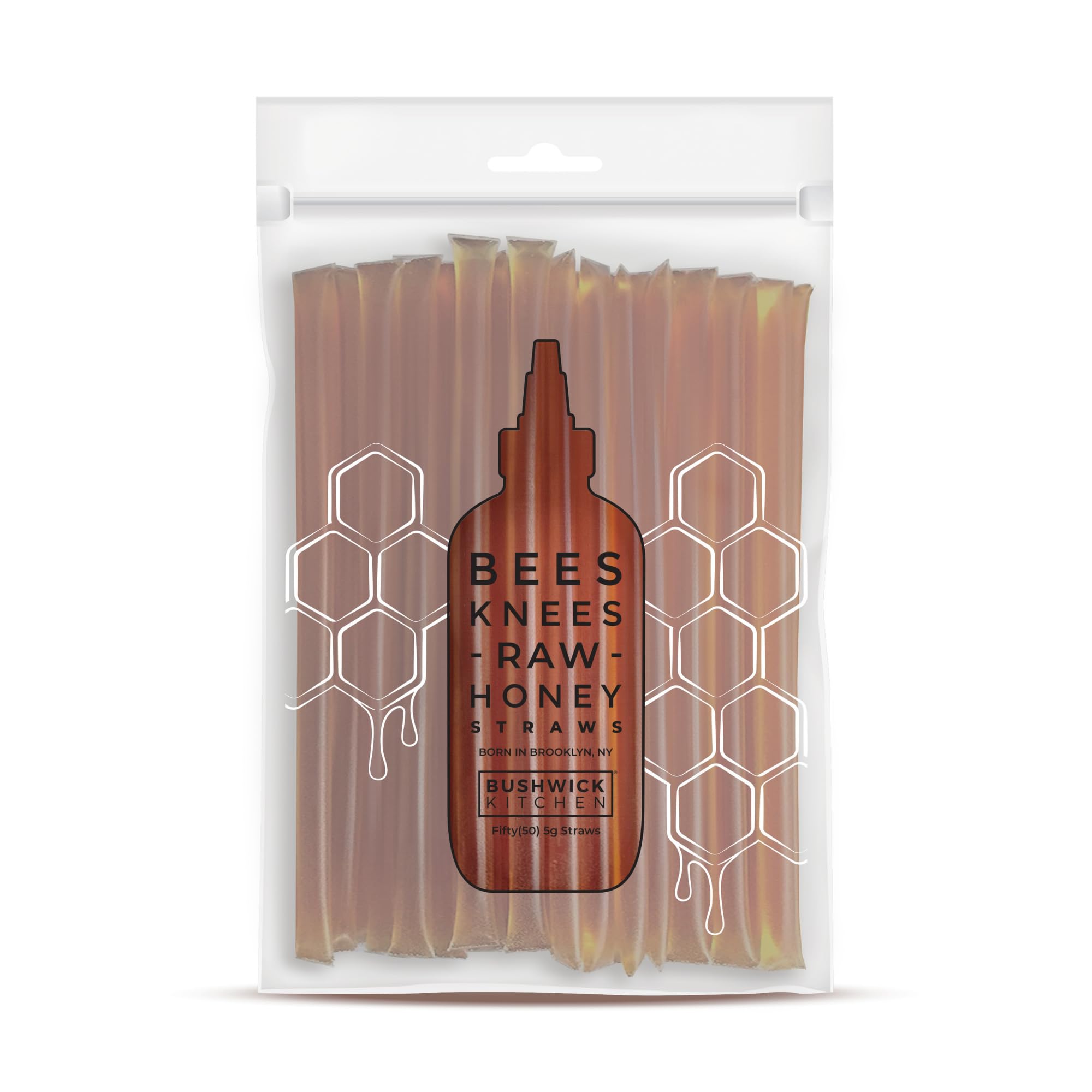 Bees Knees Clover Raw Honey Sticks, 50 Count of Raw Honey Sticks for Tea, Made in the USA, Sweet & Delicious, Pure & All Natural, Unfiltered & Gluten Free, 50 Straws