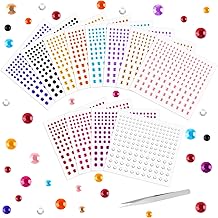 Pack of 2100 Glitter Stones Face, Glitter Stones for Gluing, Glitter Stones Self-Adhesive with Tweezers, 3-4-5 mm Rhinestones, Self-Adhesive, Hair Glitter Stones for DIY Crafts, Nails Decoration