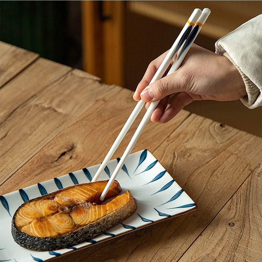 Baguettes lavables au Lave-Vaisselle, Lot de 5 Paires de Baguettes réutilisables en céramique, Coffret Cadeau de Baguettes en Porcelaine Japonaise(3)