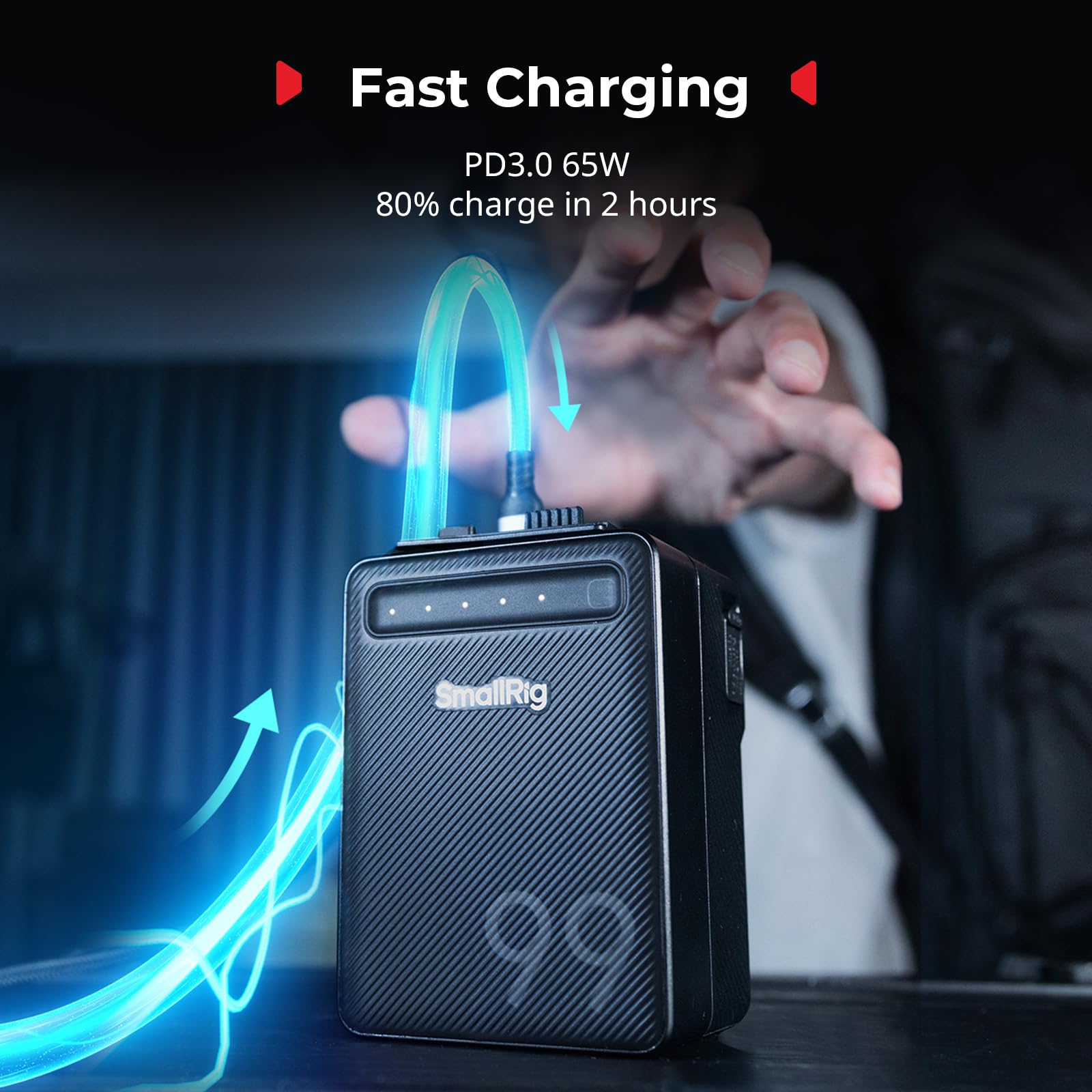 SMALLRIG VB99 Lite V Mount Battery, 99 Wh 6800 mAh, ricarica rapida 65 W USB-C PD, con porte D-Tap/USB-A/DC doppia, per telecamere, monitor, luci COB - 5245