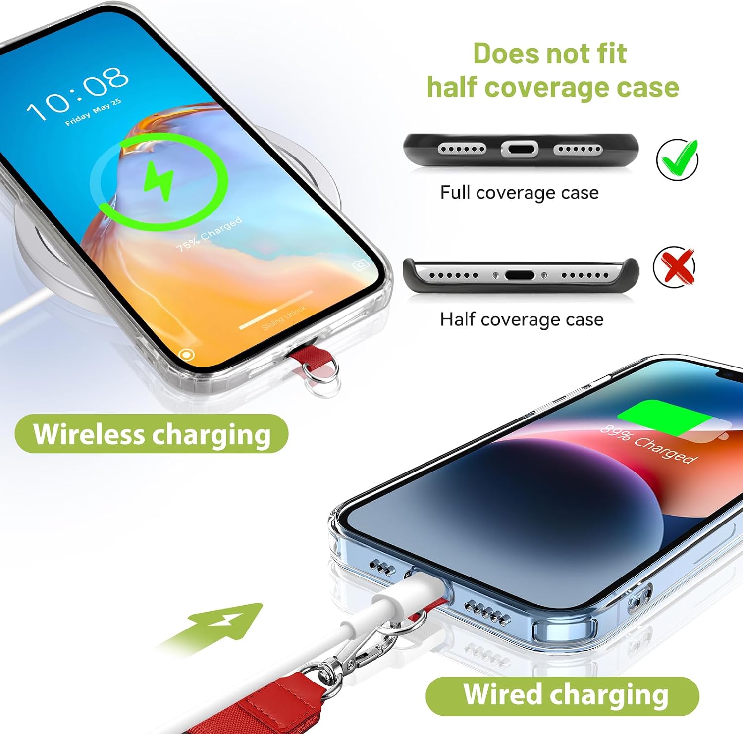 takyu Phone Lanyard, 2 Pack Adjustable Anti-Drop Neck/Wrist Strap with 2 Pcs Tether Patches, Secure Hands-Free Compatible for iPhone Samsung Perfect for Nurses, Teachers, Travel, Hiking Black+Red image 4