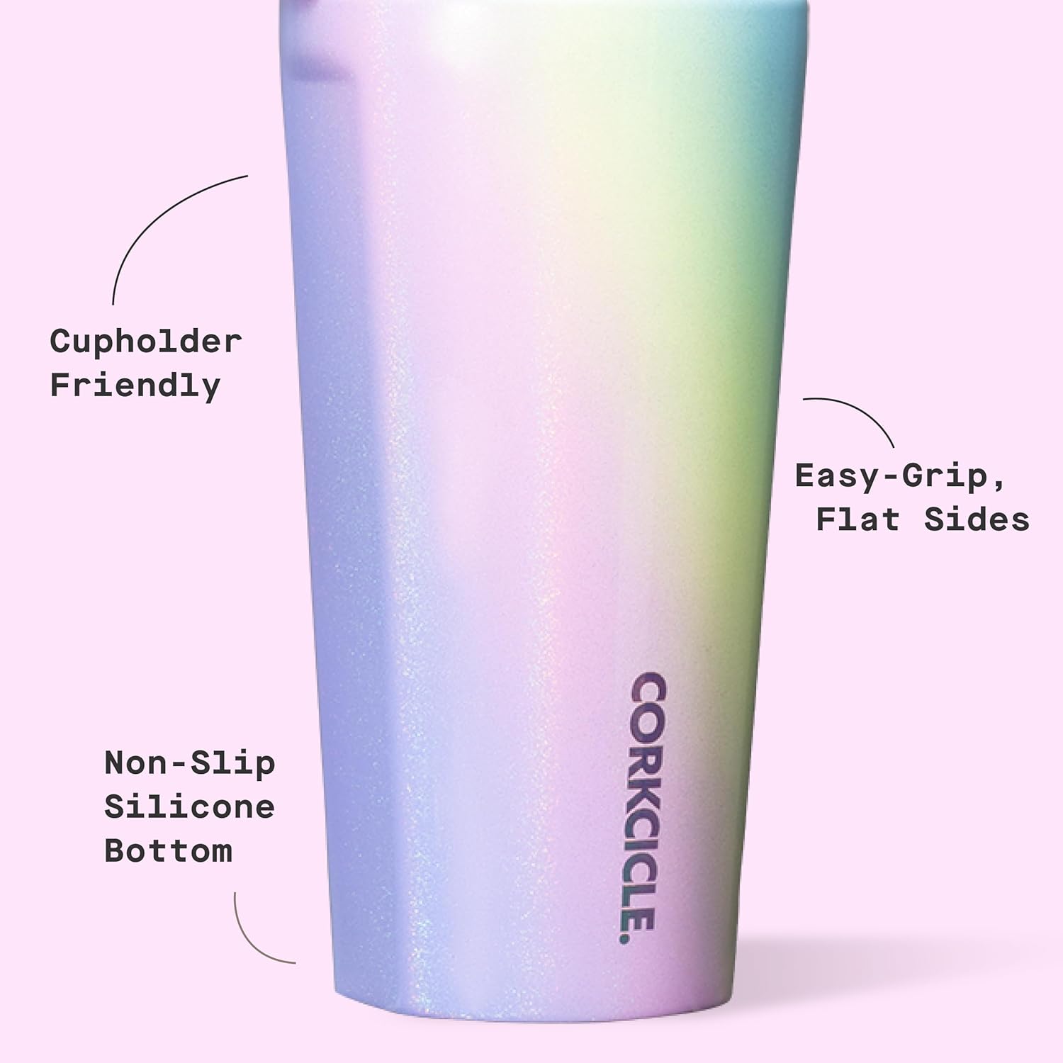 Corkcicle Classic Tumbler - Keeps Drinks Cold for 9 Hours & Hot for 3 - Triple-Insulated Stainless Steel - Holiday Tumbler Gift - 16 oz - Rainbow Unicorn