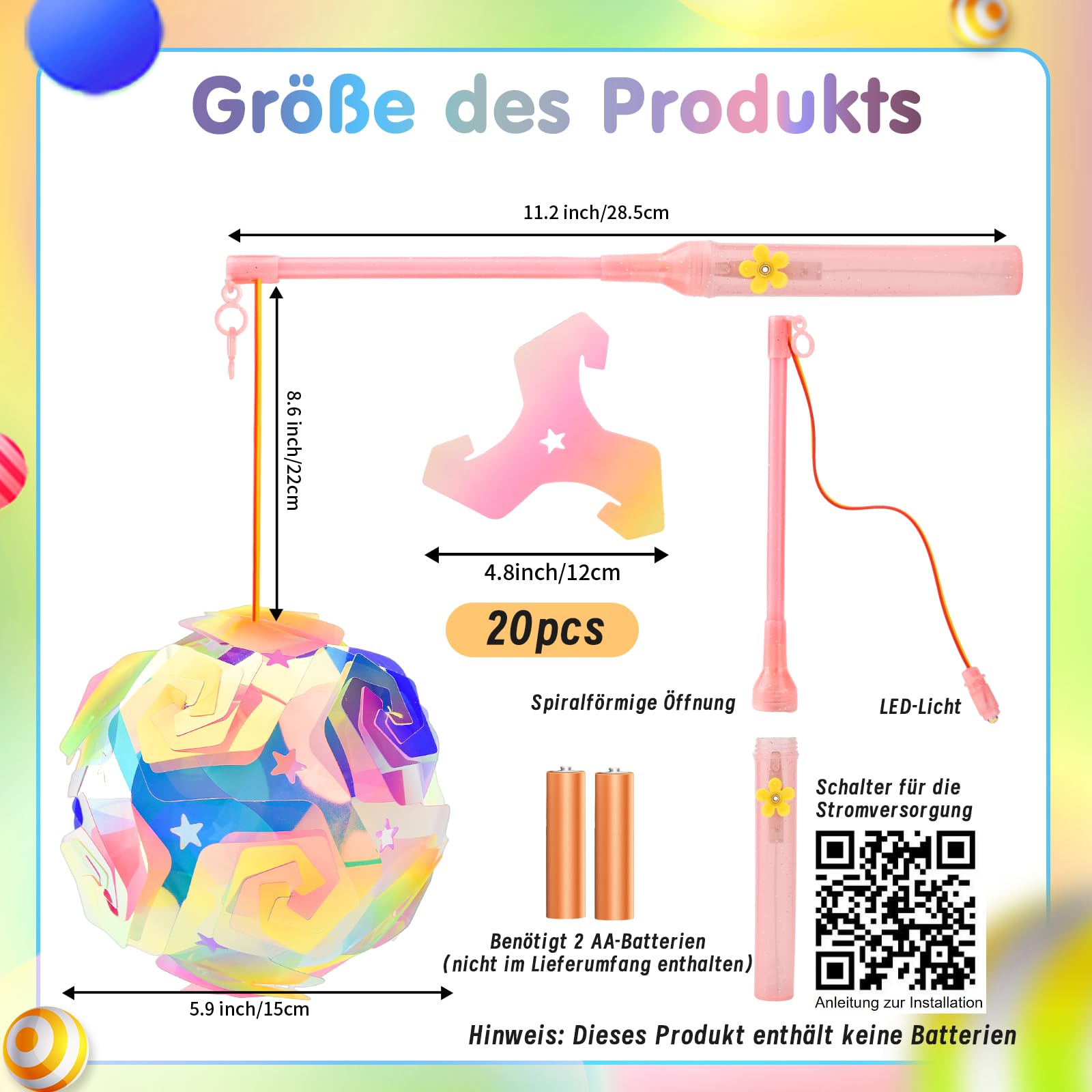 Kit Lanterne DIY Pour Enfants - 13 Feuilles PVC Multicolores + Bâton, Pour Halloween, Saint-Martin, Noël, Fêtes
