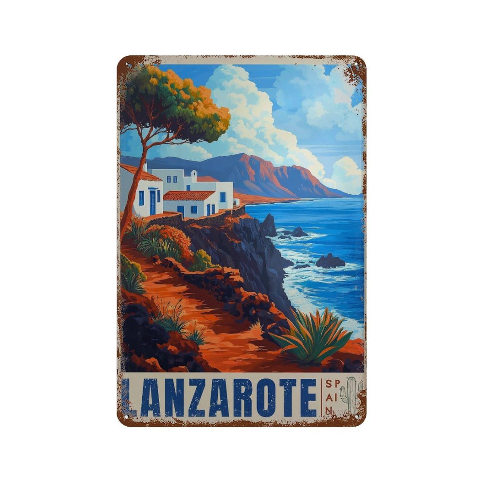 xiaoxiaoshen Lanzarote Spain Travel Atlantic Coast (2) Wall Decor Art Metal Tin Poster Modern Home Decor Art Home Bar Shop Decorations Vintage Sign 30x20cm