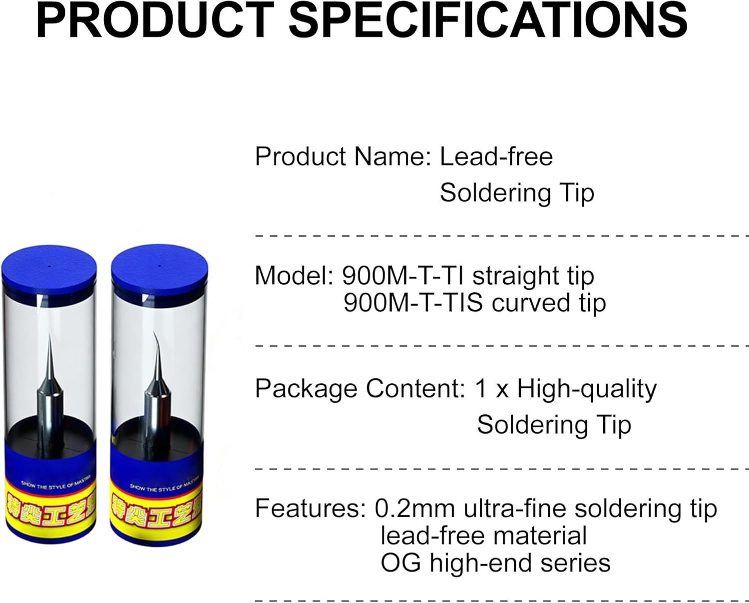 0.2mm Micro-Soldering Iron Tip | 900M-T-TI Straight 900M-T-TIS Curved | Lead-Free Solder Tip for Bridging Jumper Wire（Curved）