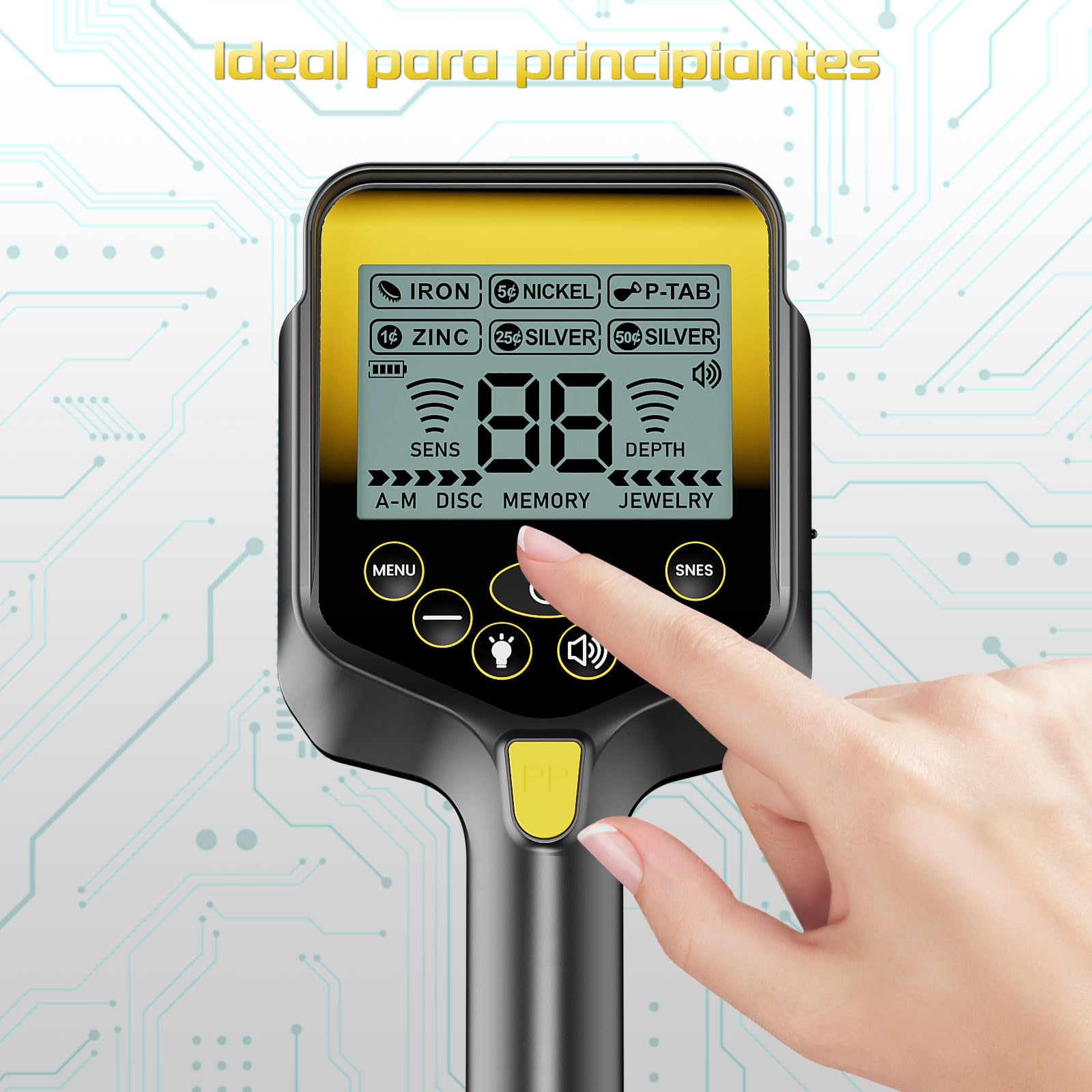 LOLARAN Detector de Metales con Batería de Litio Recargable - Ligero y Plegable, Pantalla LCD Grande, Bobina de 10 Pulgadas Impermeable, Ideal para Principiantes