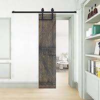 Vista 6 de K Style - Losa para puerta corrediza de granero de madera maciza con acabado de nogal oscuro y café Kona (24 x 84 pulgadas), requiere montaje
