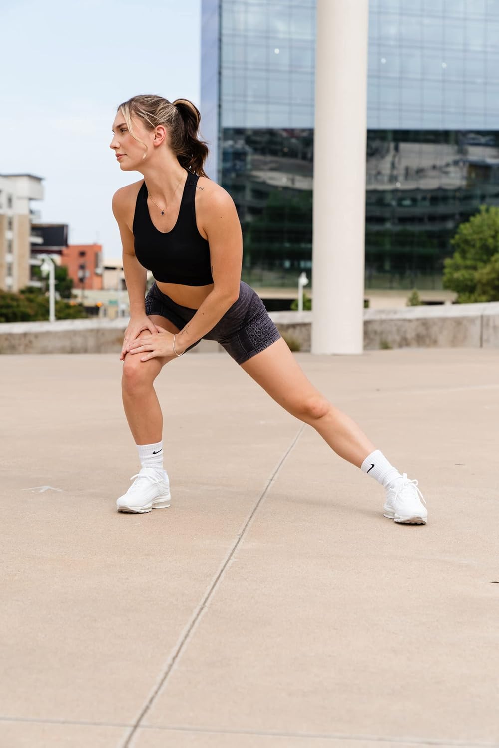 High Waisted Yoga Shorts Tummy Control Biker shorts for Gym Exercise Workout Running Seamless Acid Wash Black X-Small - Image 4