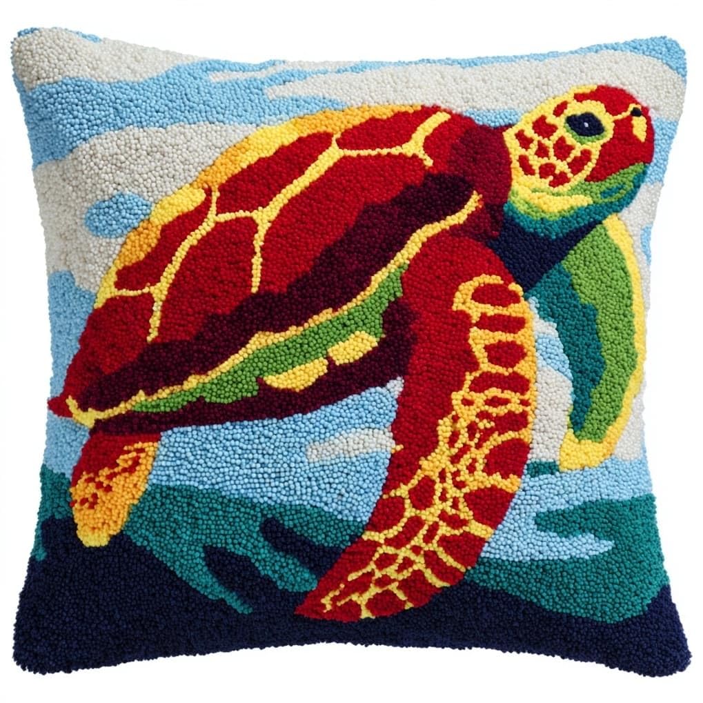 AxiangziK Latch Hook Needlecraft Pillow Kit 43x43cm,Cute sea Turtle