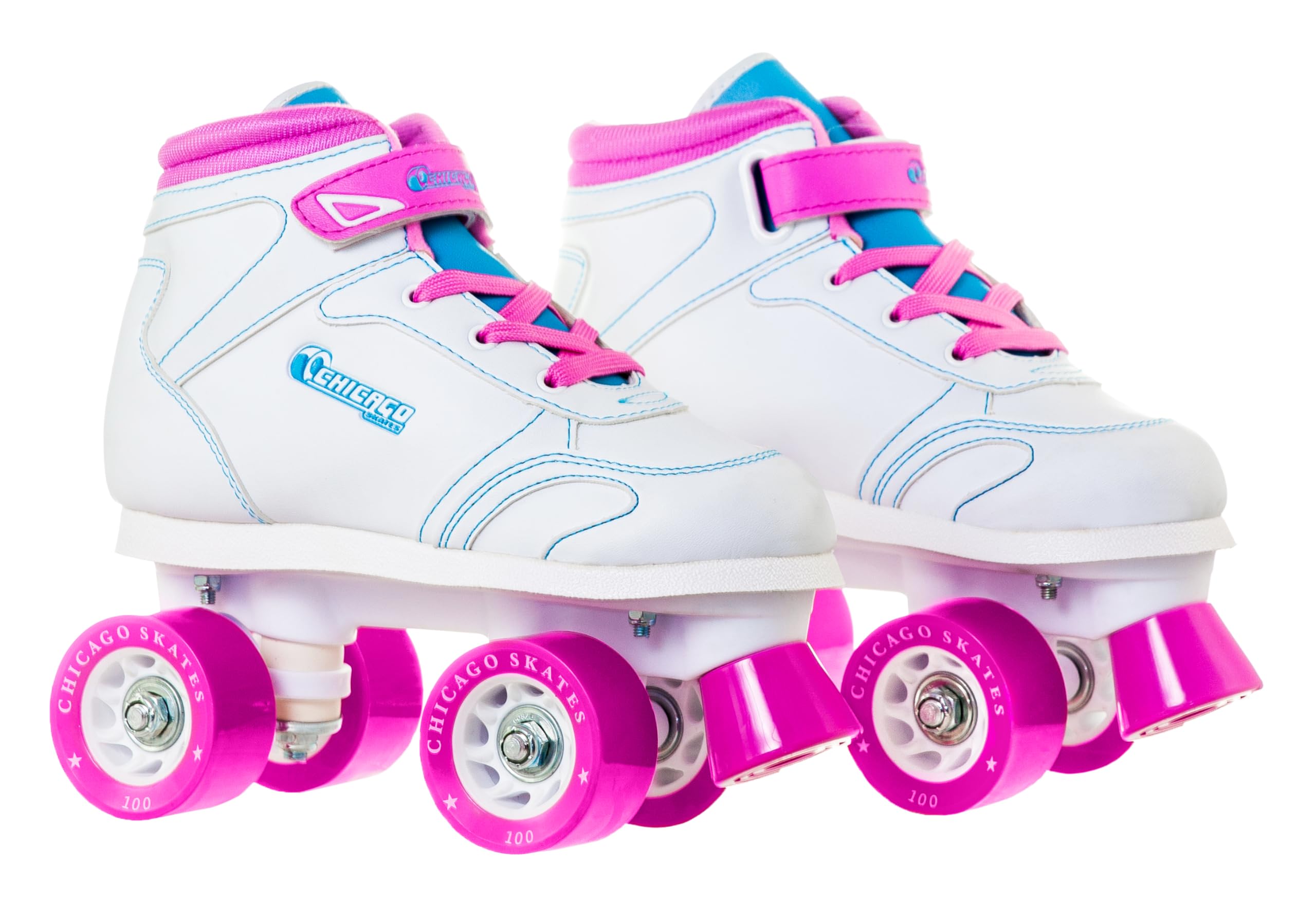 Chicago Sidewalk Roller Skates – Youth Quad Skates, High-Top Boot, 60mm Polyurethane Wheels, Adjustable Trucks, Indoor & Outdoor Use