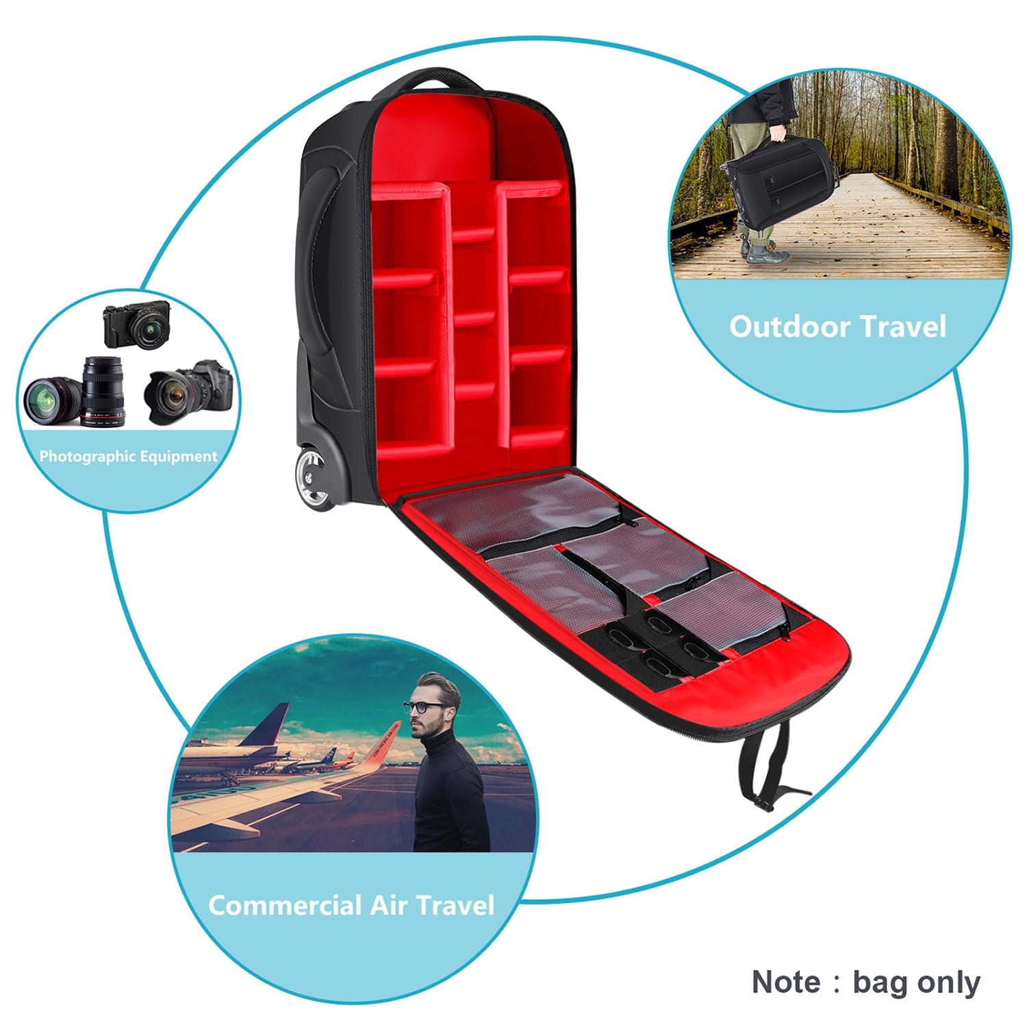 Amazon | Neewer 2-in-1車輪付きカメラバック 荷物用トロリーケース