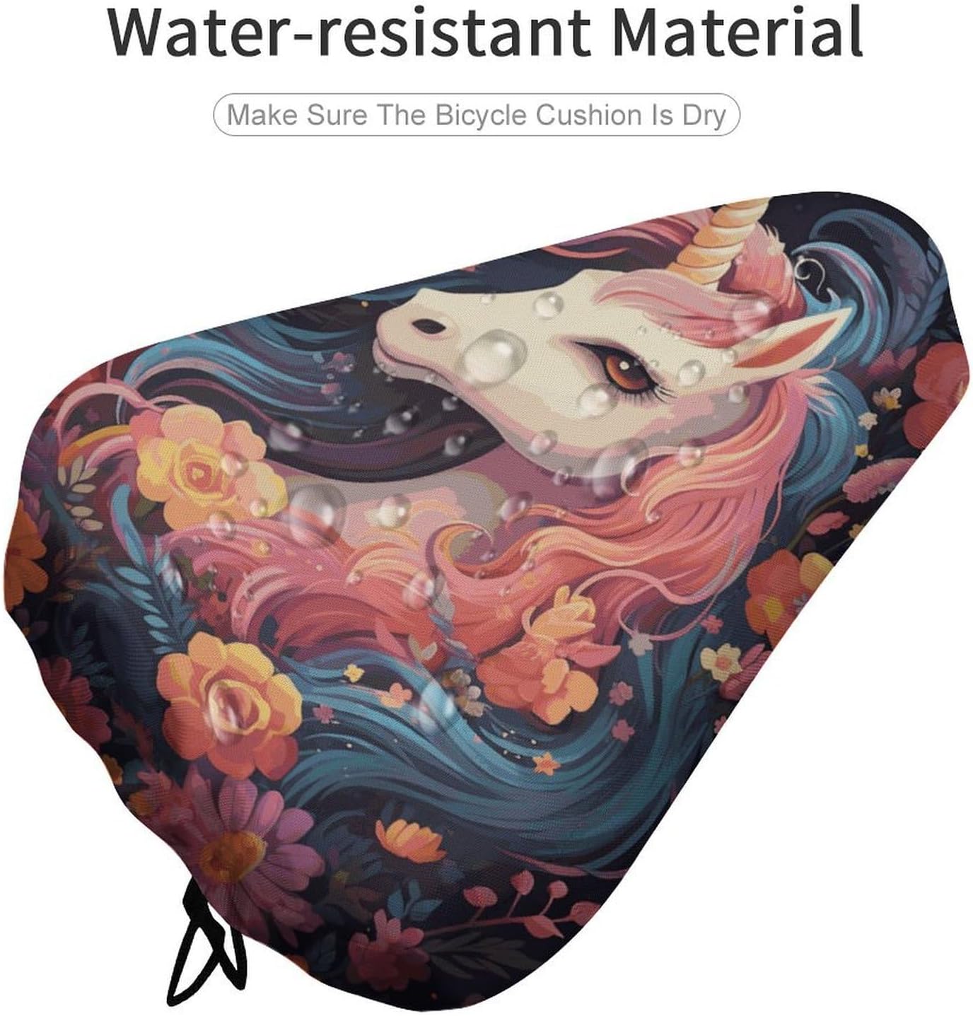 Cartoon Horse with Flowers Waterproof Bike Seat Cover with Drawstring image 4