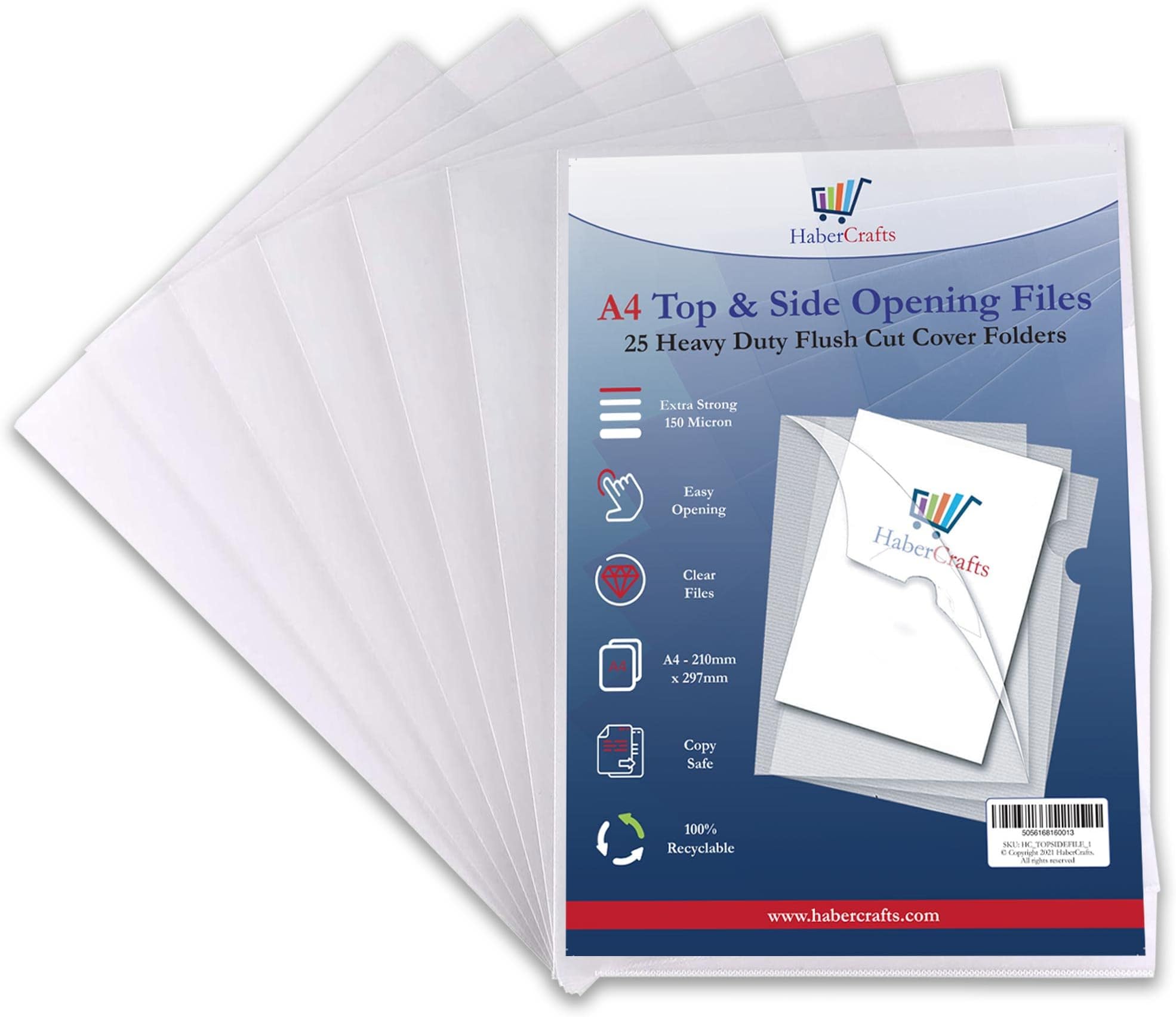Plastic Wallets A4 Top and Side Opening File Heavy Duty Clear Plastic Sleeves Document Folder Top & Side Pockets Tidy File Thick Heavy Duty 150 Micron Easy Open Copy Safe (to Fit A4 Size - 25 Files)