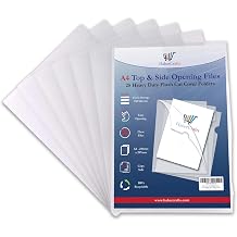 Plastic Wallets A4 Top and Side Opening File Heavy Duty Clear Plastic Sleeves Document Folder Top & Side Pockets Tidy File Thick Heavy Duty 150 Micron Easy Open Copy Safe to Fit A4 Size - 25 Files