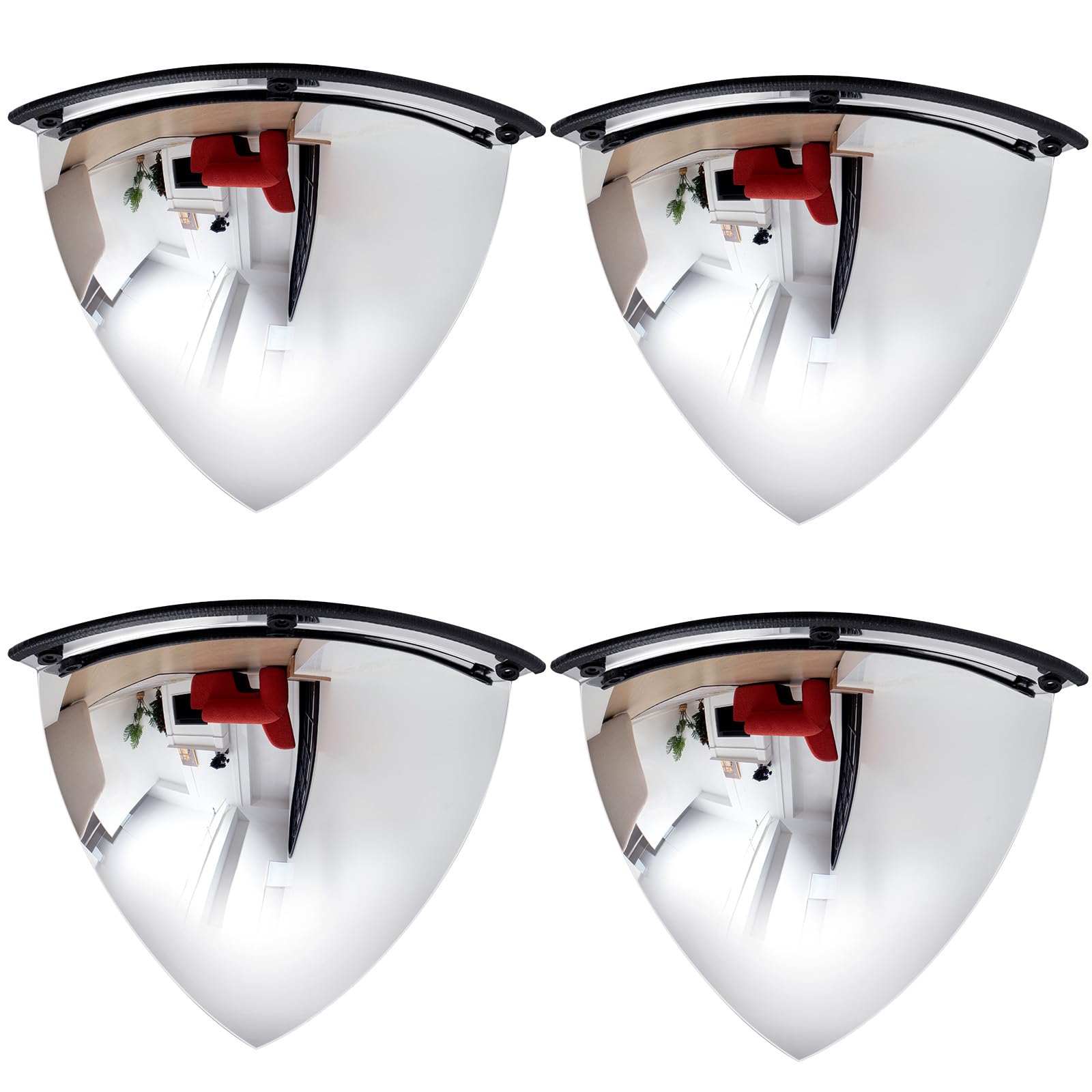 4 Pieces Quarter Dome Mirror High Viewing Angle Safety Mirror Security Mirror Corner Mirror Acrylic Convex Mirror for Blindspot (18 Inch)