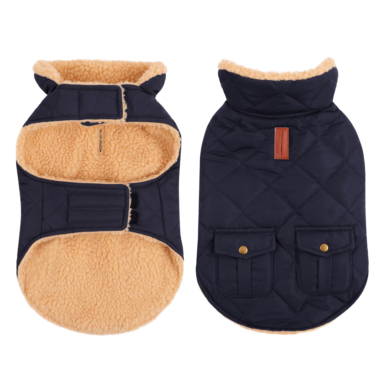 CITÉTOILE Wintermantel Hundemantel, Warme Winterjacken mit Fleece für Hunde,Hundejacke Hundekleidung Hundepullover Dog Coat mit Geschirr Loch für Chihuahua Dackel, Blau, XS