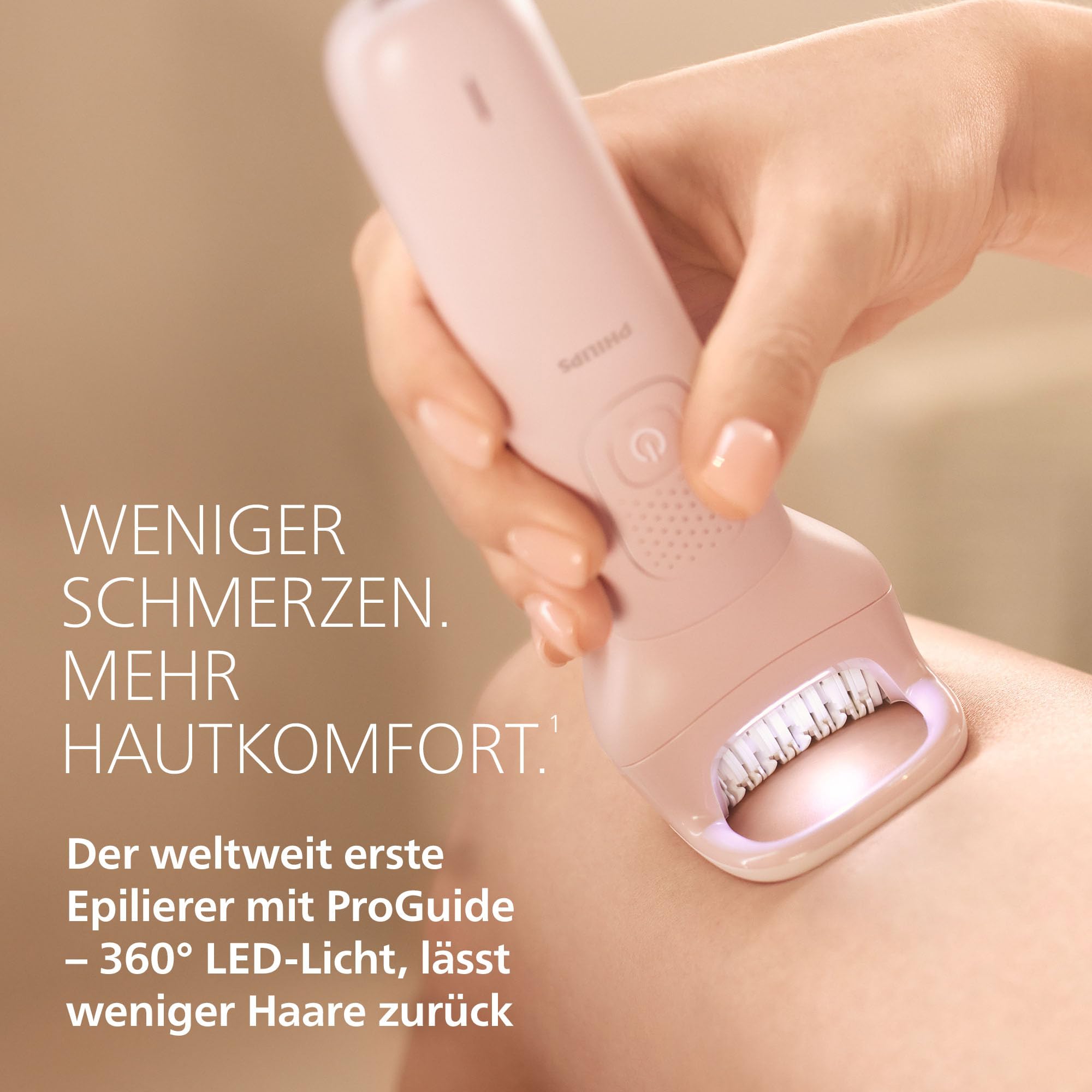 Philips Series 9000 Kabelloser Epilierer Nass- und Trockenanwendung Haarentfernung Beine Körper Bikinizone ProGuide 60 Min. Akku BRE719/00